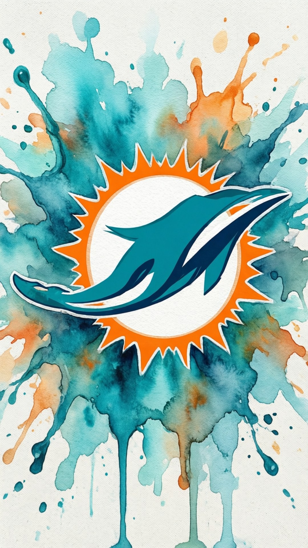 Miami Dolphins logo, teal, orange, Full HD Phone Wallpaper