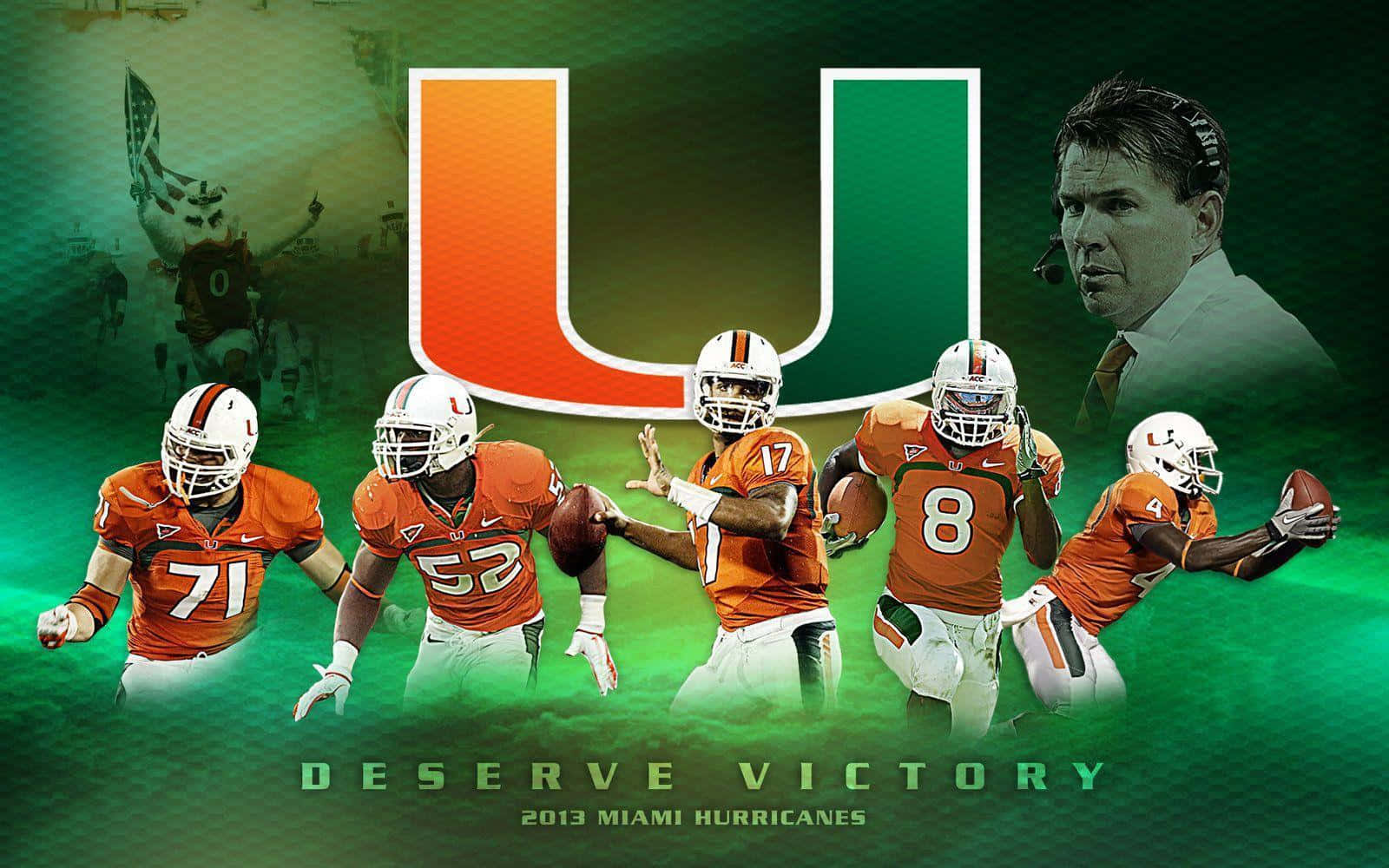 Miami Hurricanes, orange uniforms, green gradient backdrop, HD Desktop Wallpaper