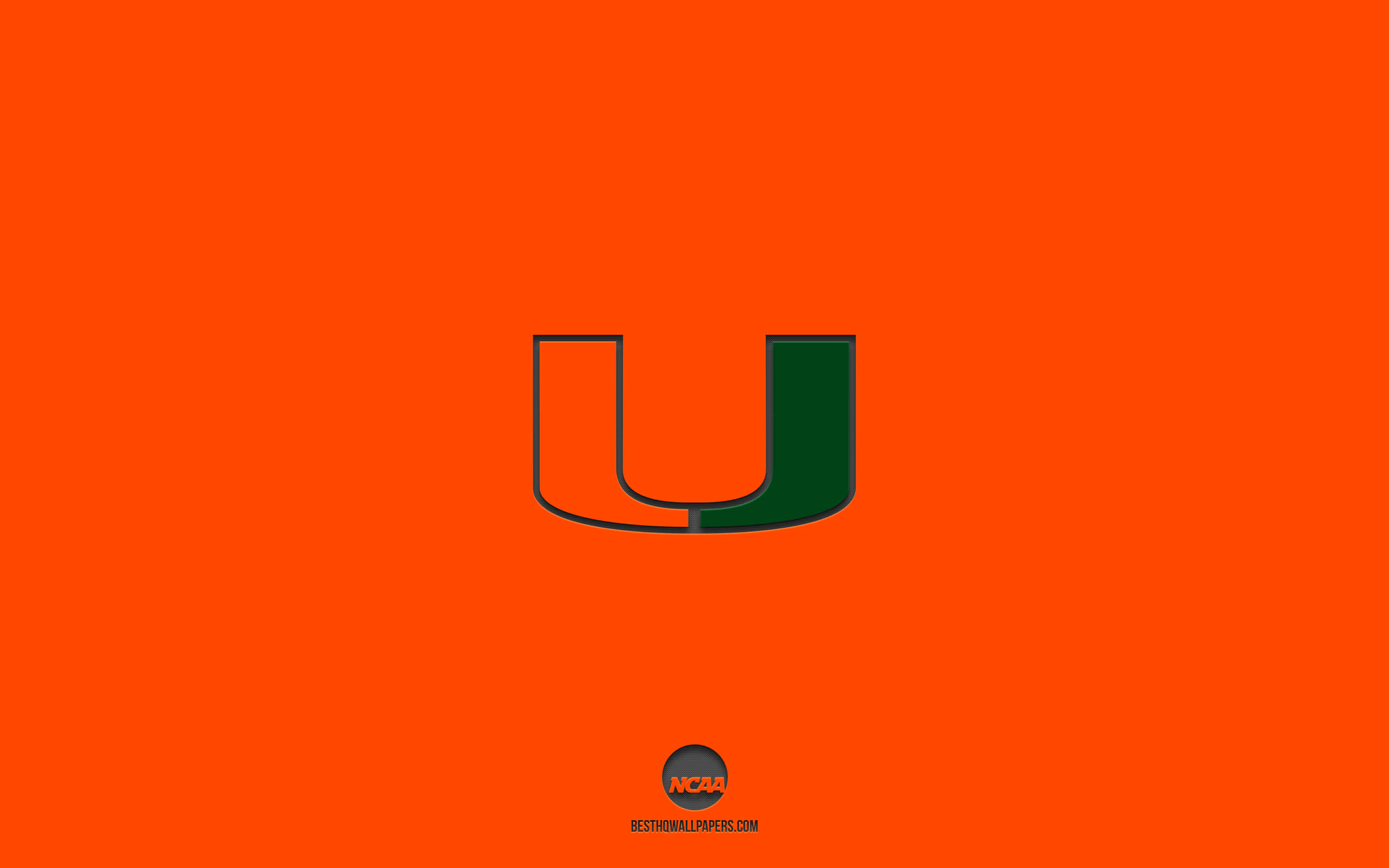 Miami Hurricanes, U logo, green, 2K Desktop Wallpaper