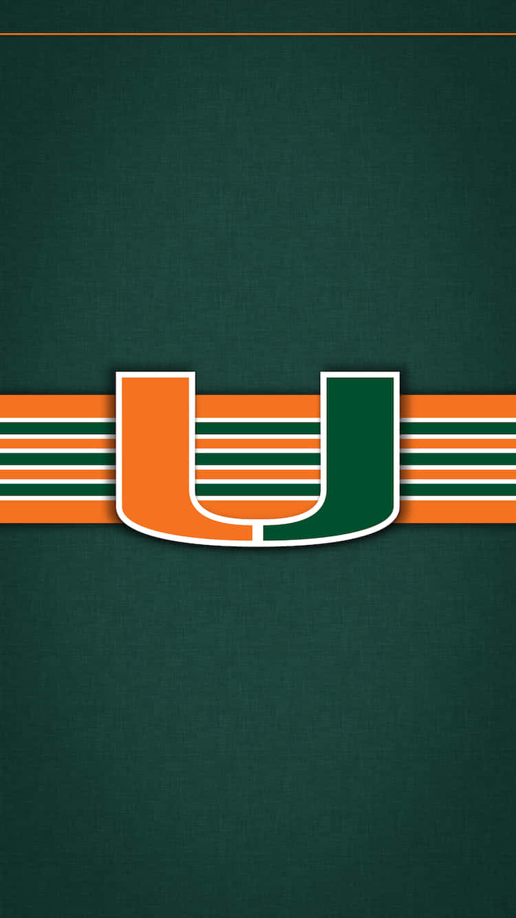 Miami Hurricanes, orange and green stripes, textured dark green background, HD Phone Wallpaper