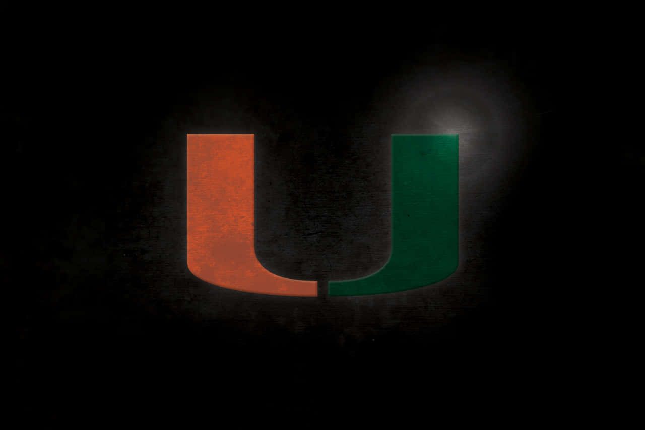 Miami Hurricanes, U logo, orange and green, HD Desktop Wallpaper