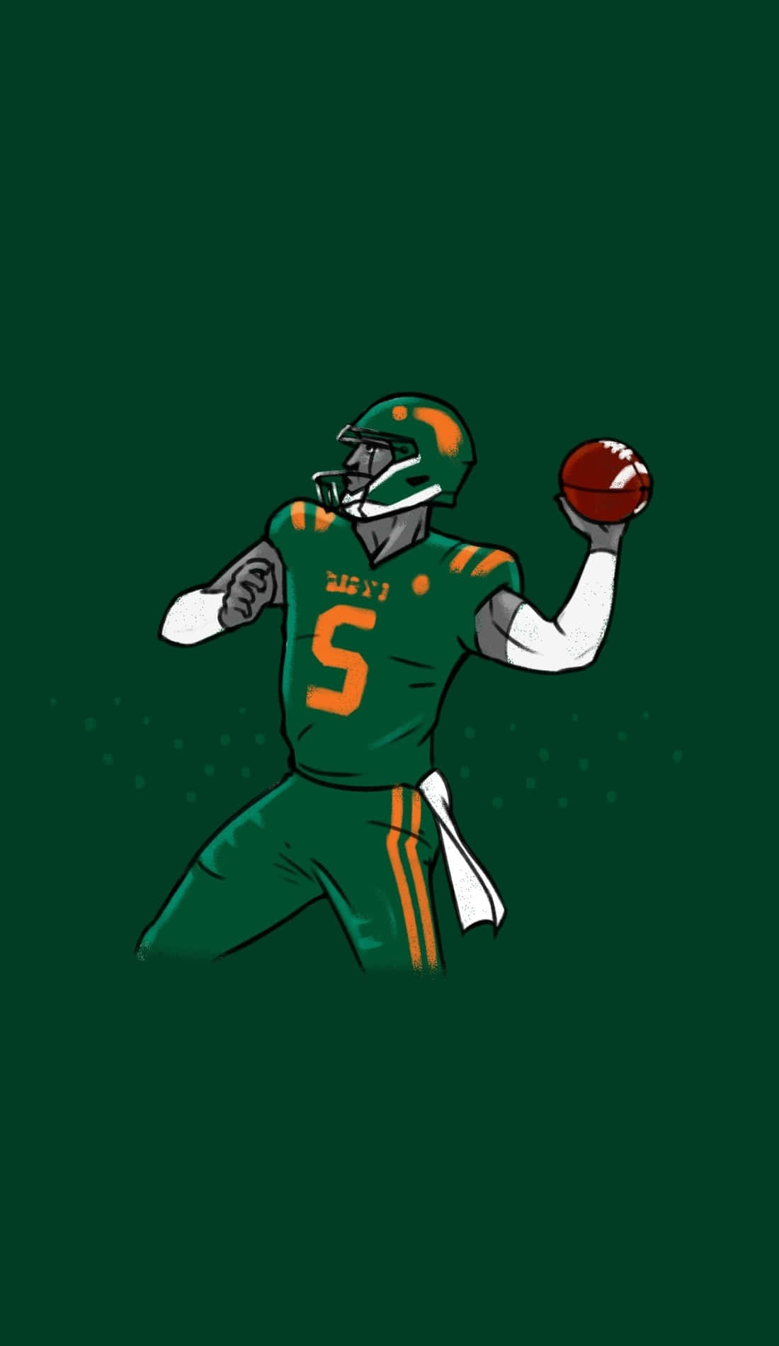 Miami Hurricanes, green and orange uniform, red ball, HD Phone Wallpaper