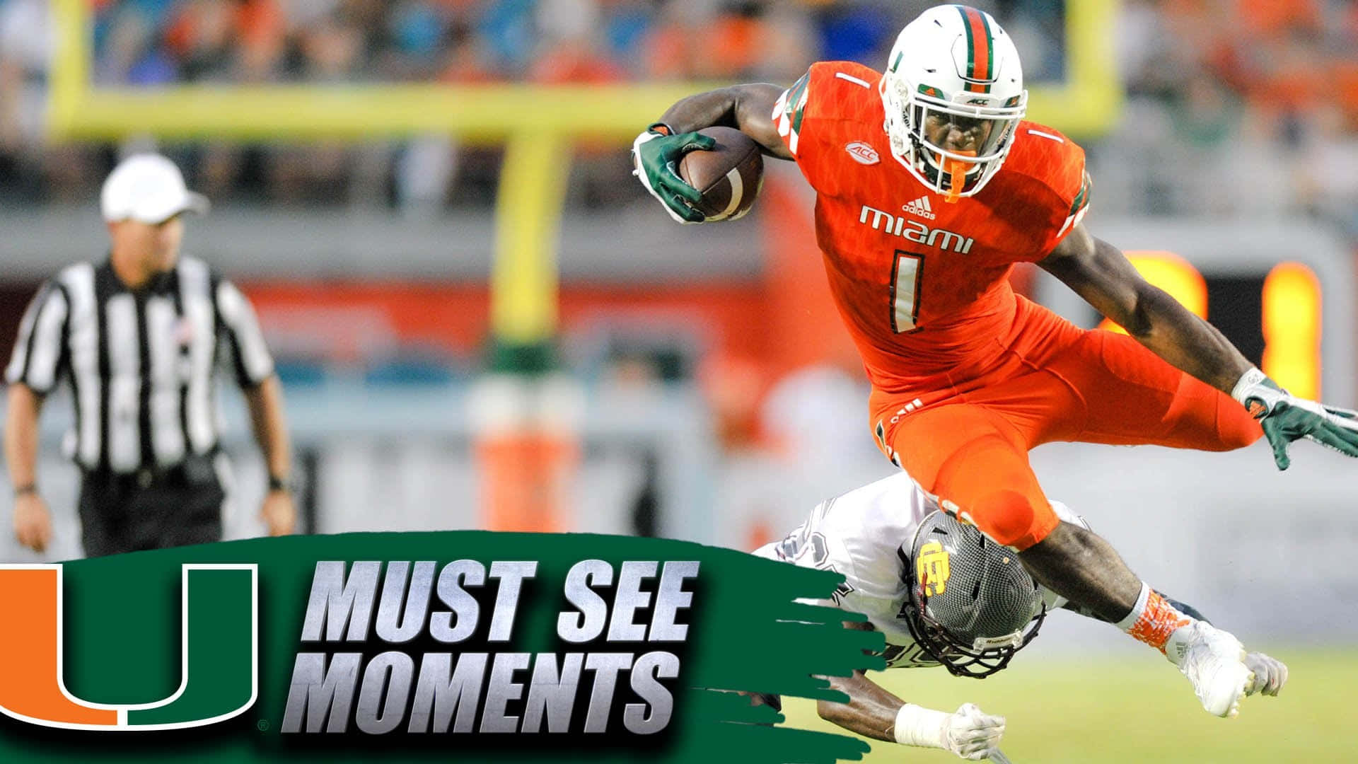 Miami Hurricanes, orange uniform, football player, Full HD Desktop Wallpaper