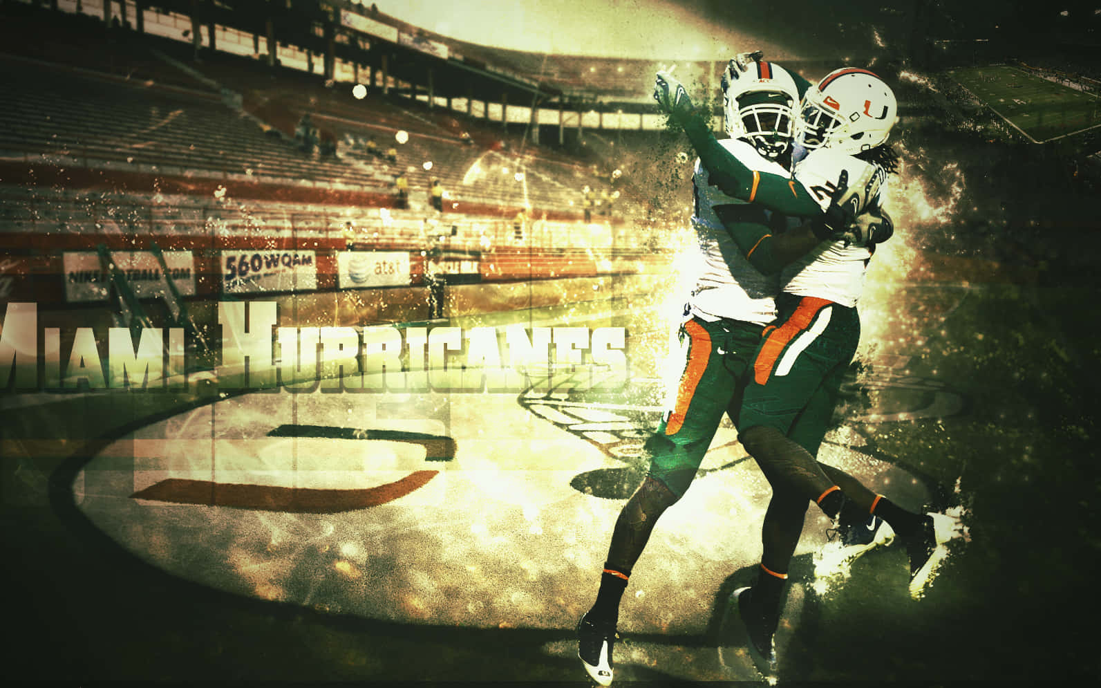 Miami Hurricanes, football players, touchdown, HD Desktop Wallpaper