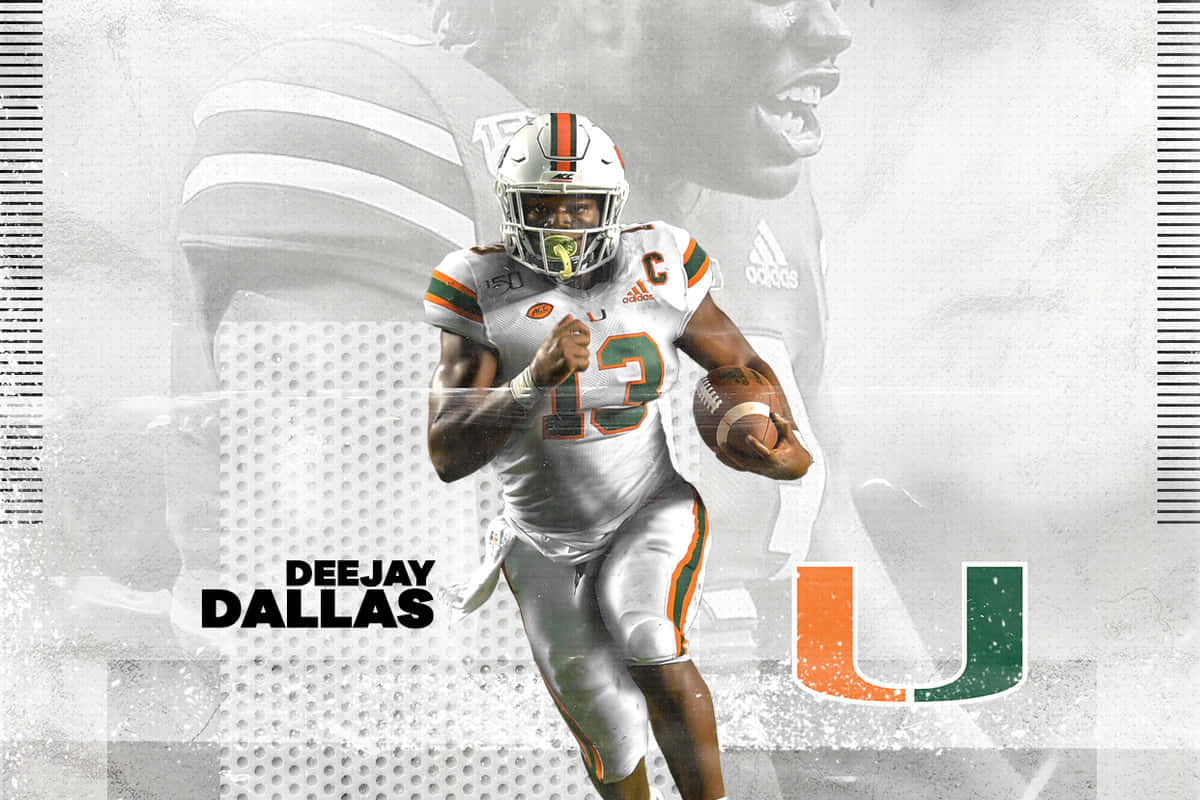 Miami Hurricanes, white and orange uniform, football player, SD Desktop Wallpaper