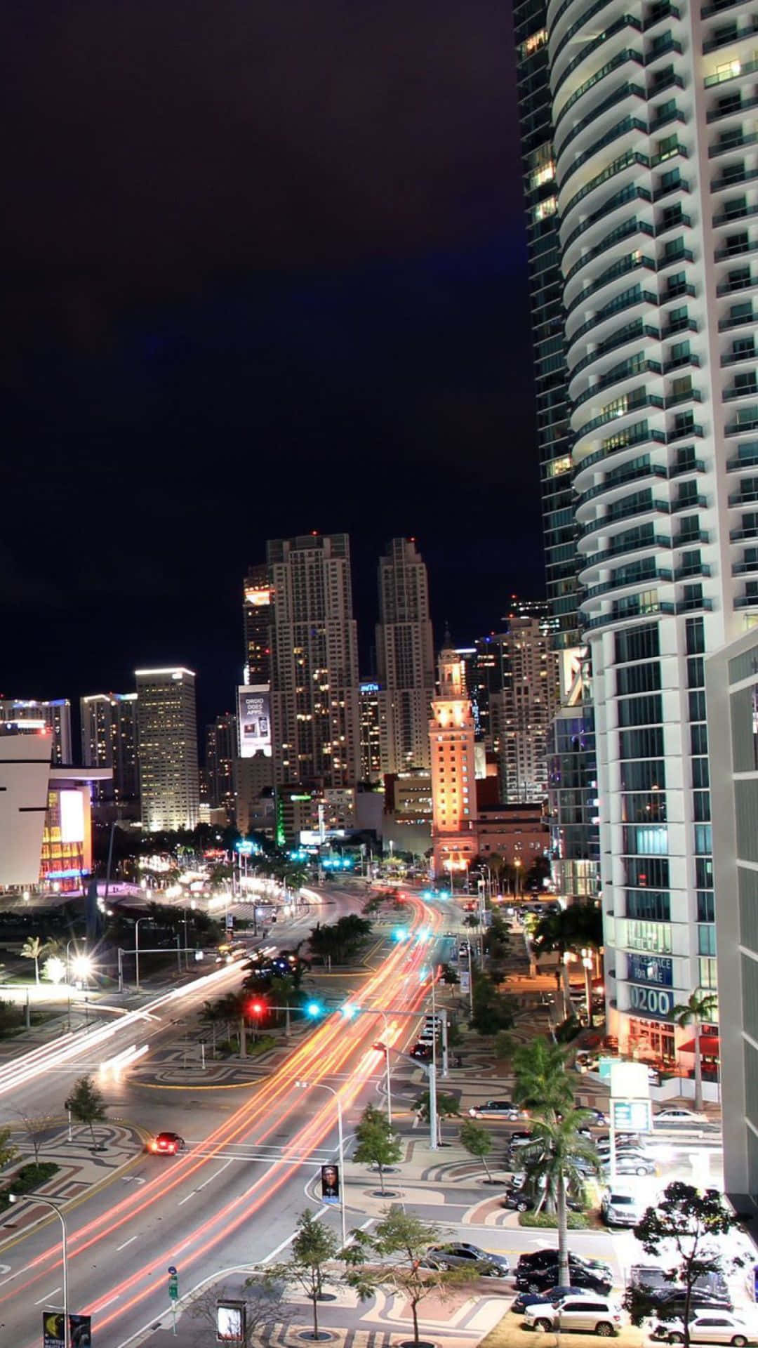 Miami, iPhone, nighttime cityscape, Full HD Phone Wallpaper