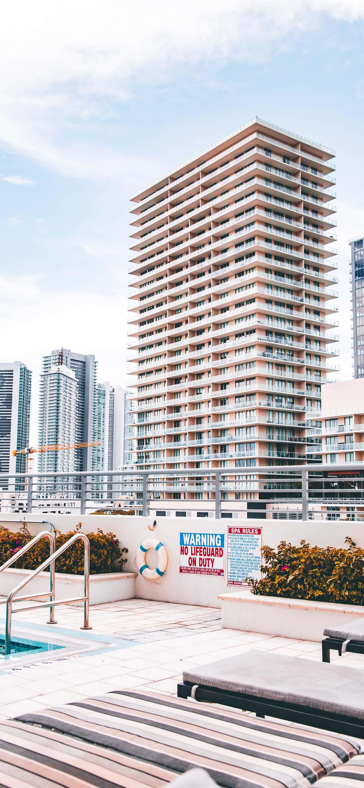 Miami, iPhone, rooftop pool area, 2K Phone Wallpaper