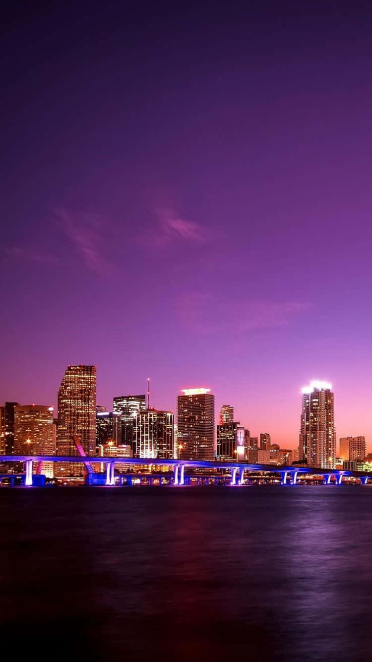 Miami, iPhone, purple twilight sky, HD Phone Wallpaper