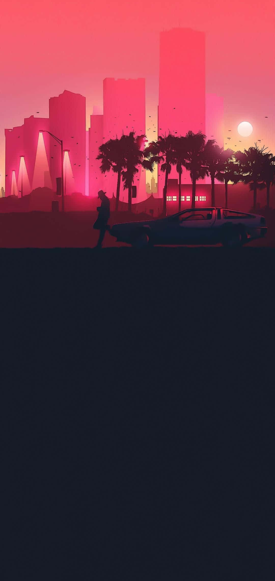 Miami, iPhone, glowing pink sunset, Full HD Phone Wallpaper