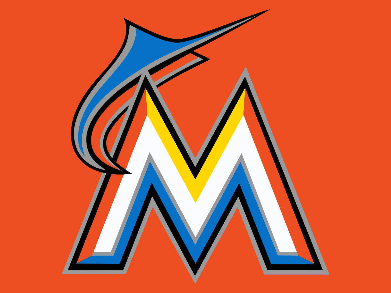 Miami Marlins, 2017 logo, M logo, HD Desktop Wallpaper