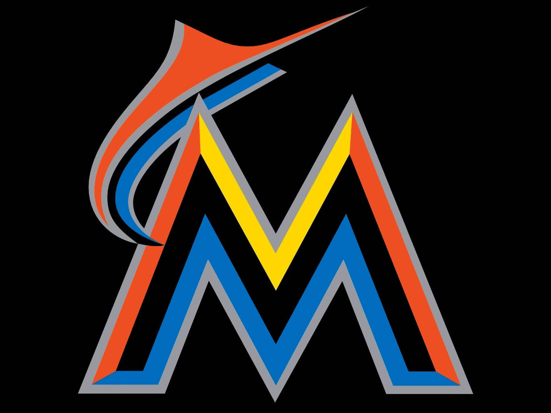Miami Marlins, 2012, black background, Full HD Desktop Wallpaper