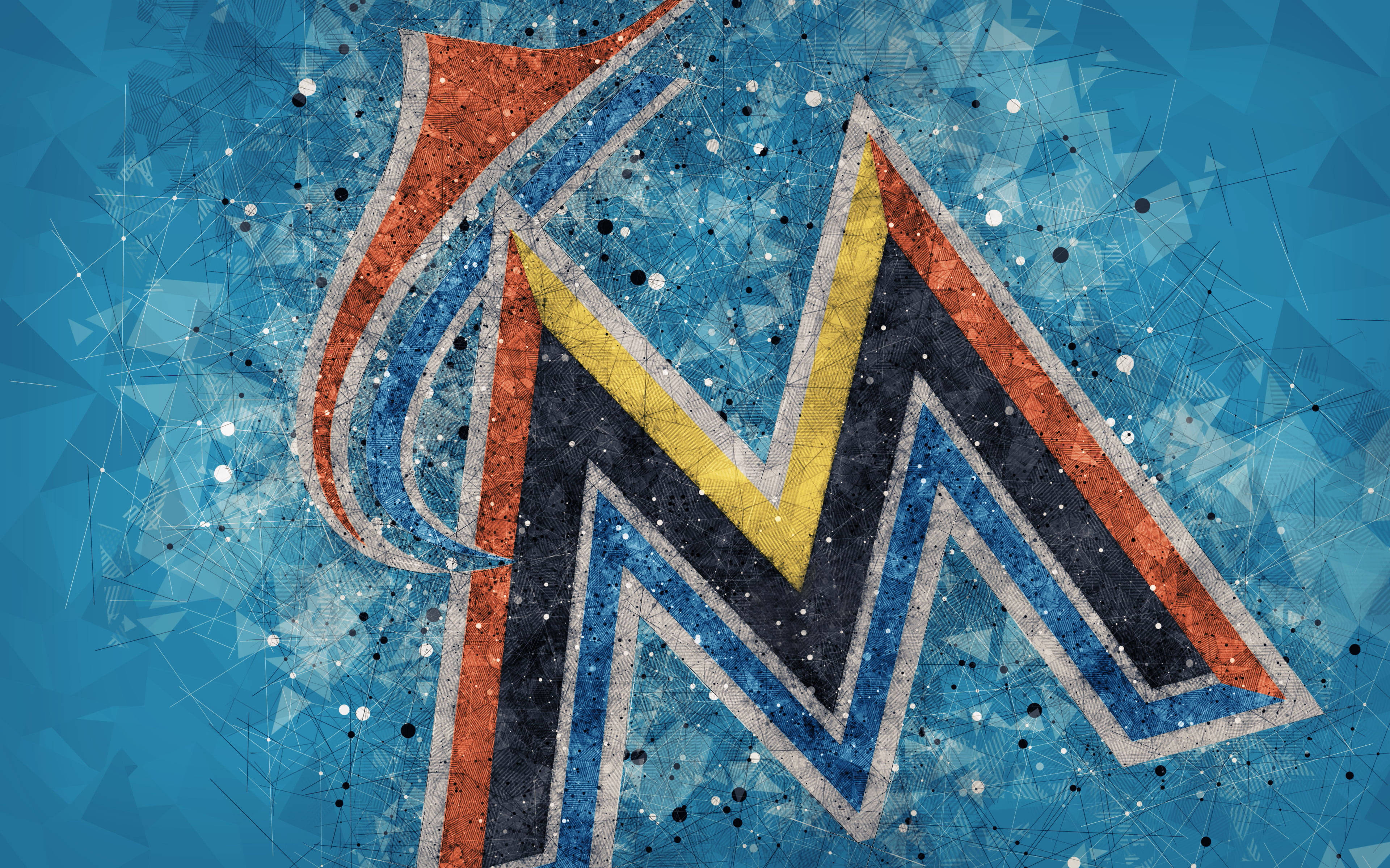 Miami Marlins, blue, orange, 4K Desktop Wallpaper
