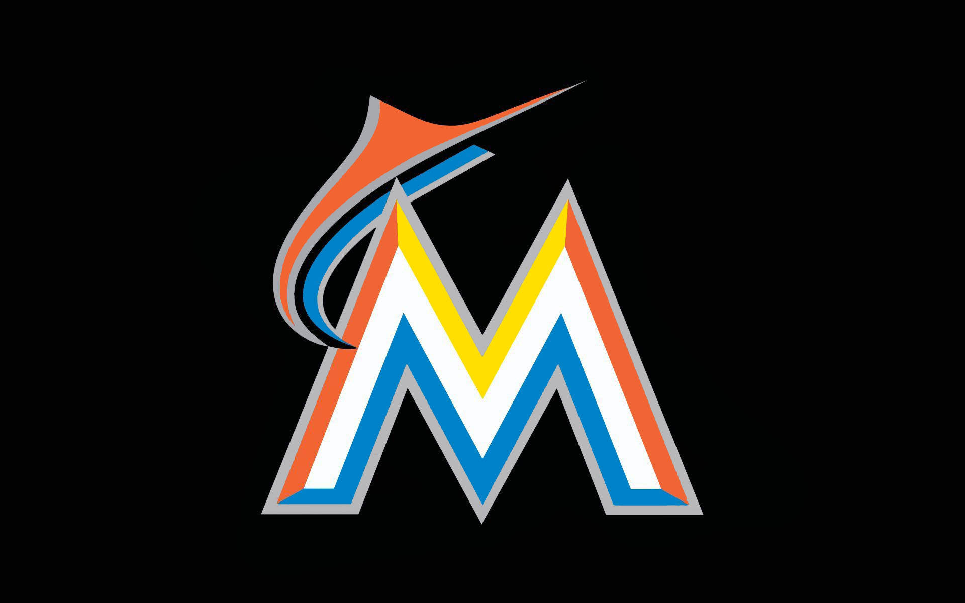 Miami Marlins, 2017, black background, Full HD Desktop Wallpaper