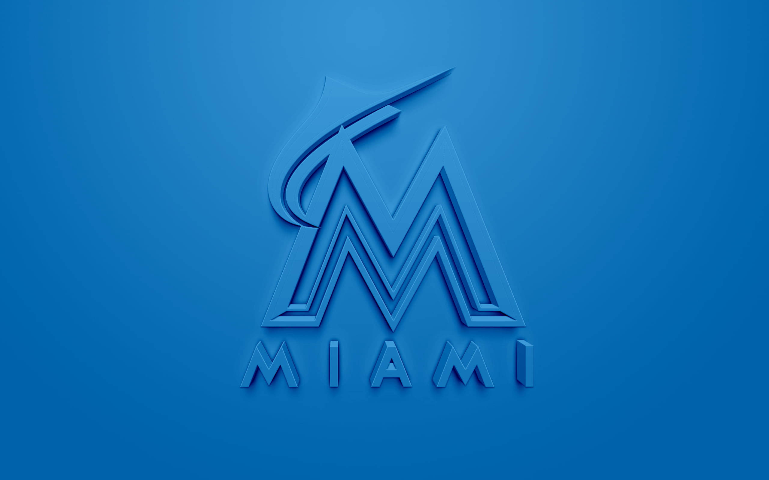 Miami Marlins, embossed, 3d-rendered, 2K Desktop Wallpaper