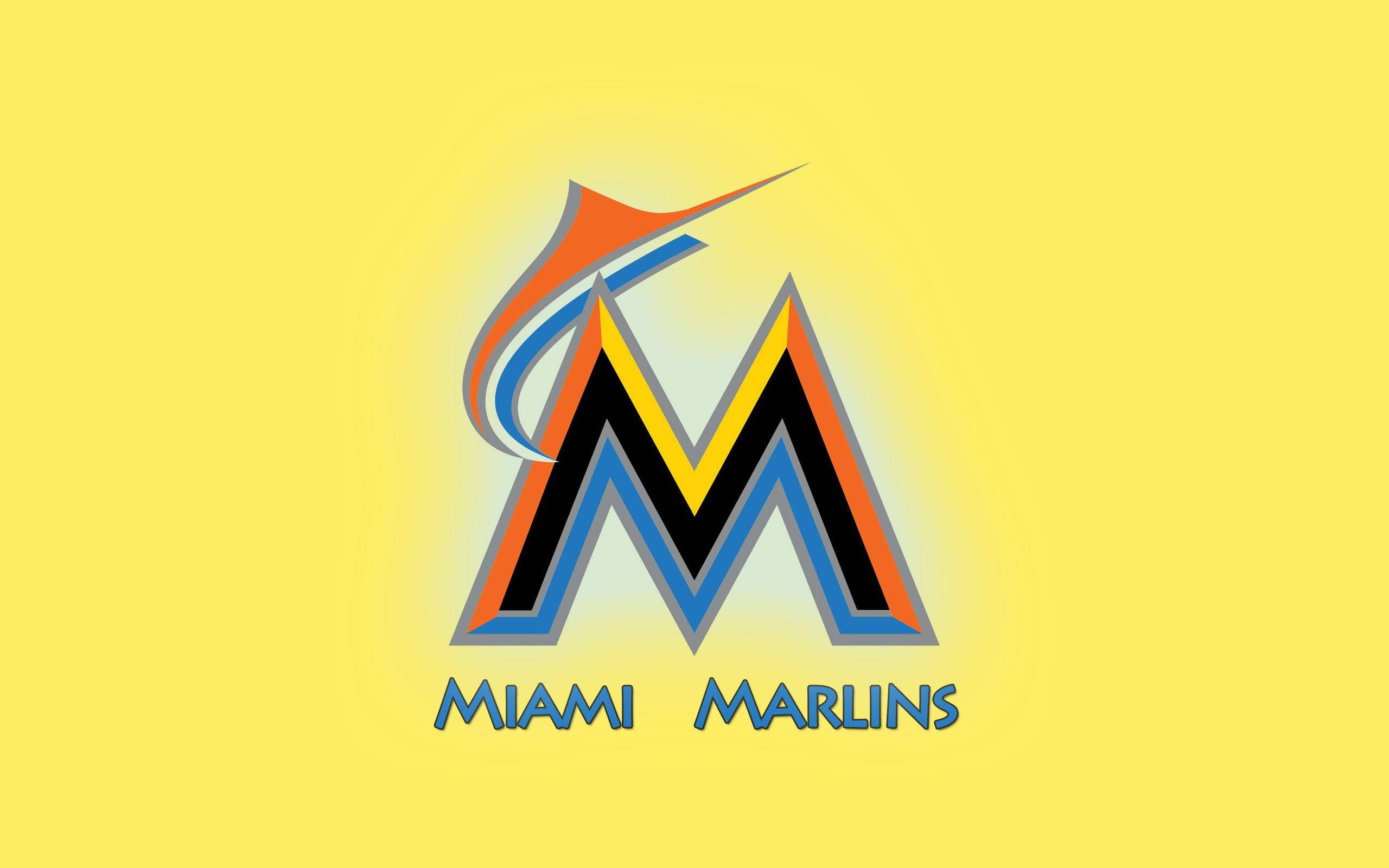 Miami Marlins, radiant yellow, stylized M, 2K Desktop Wallpaper