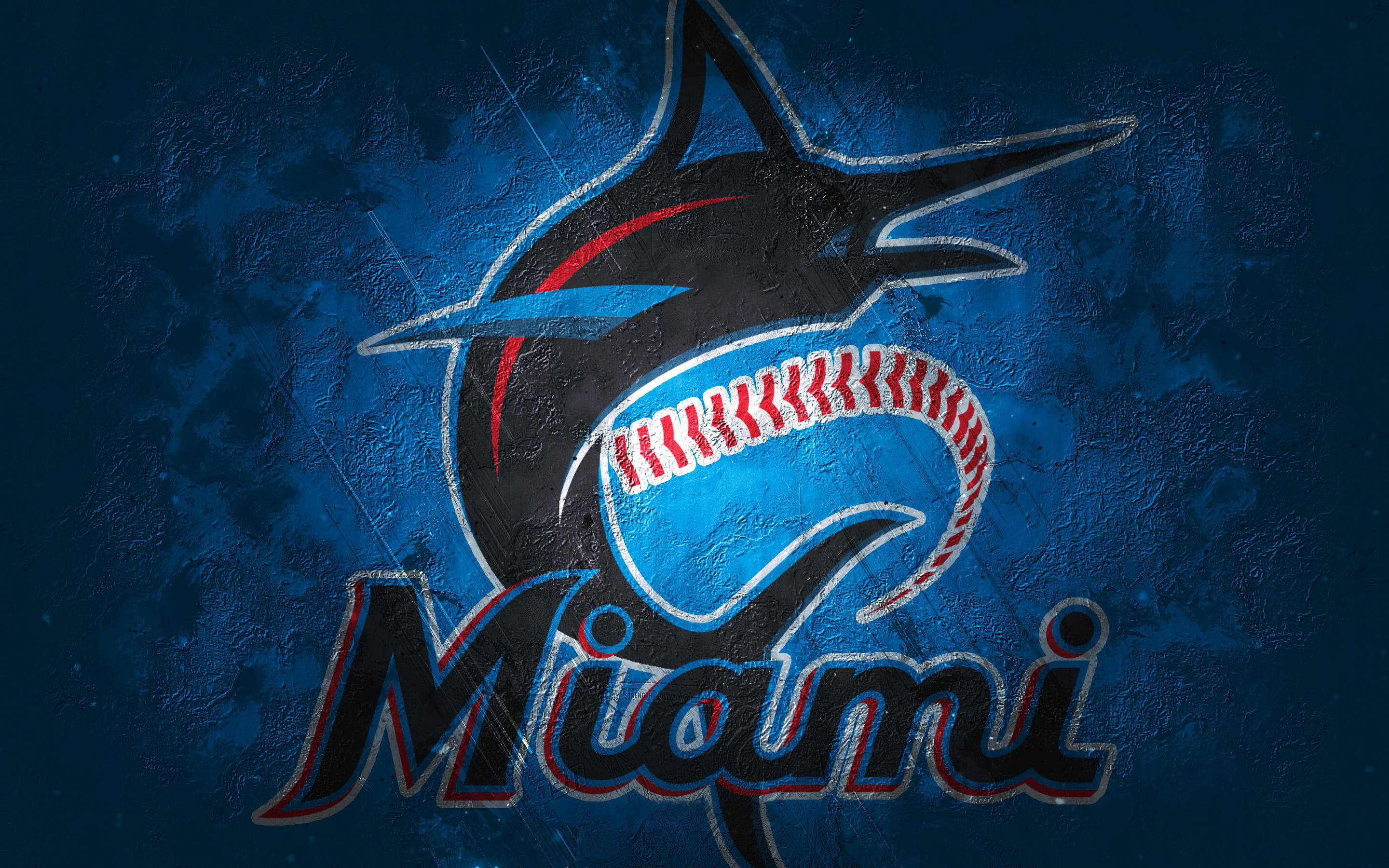 Miami Marlins, shark logo, baseball stitched mouth, 2K Desktop Wallpaper