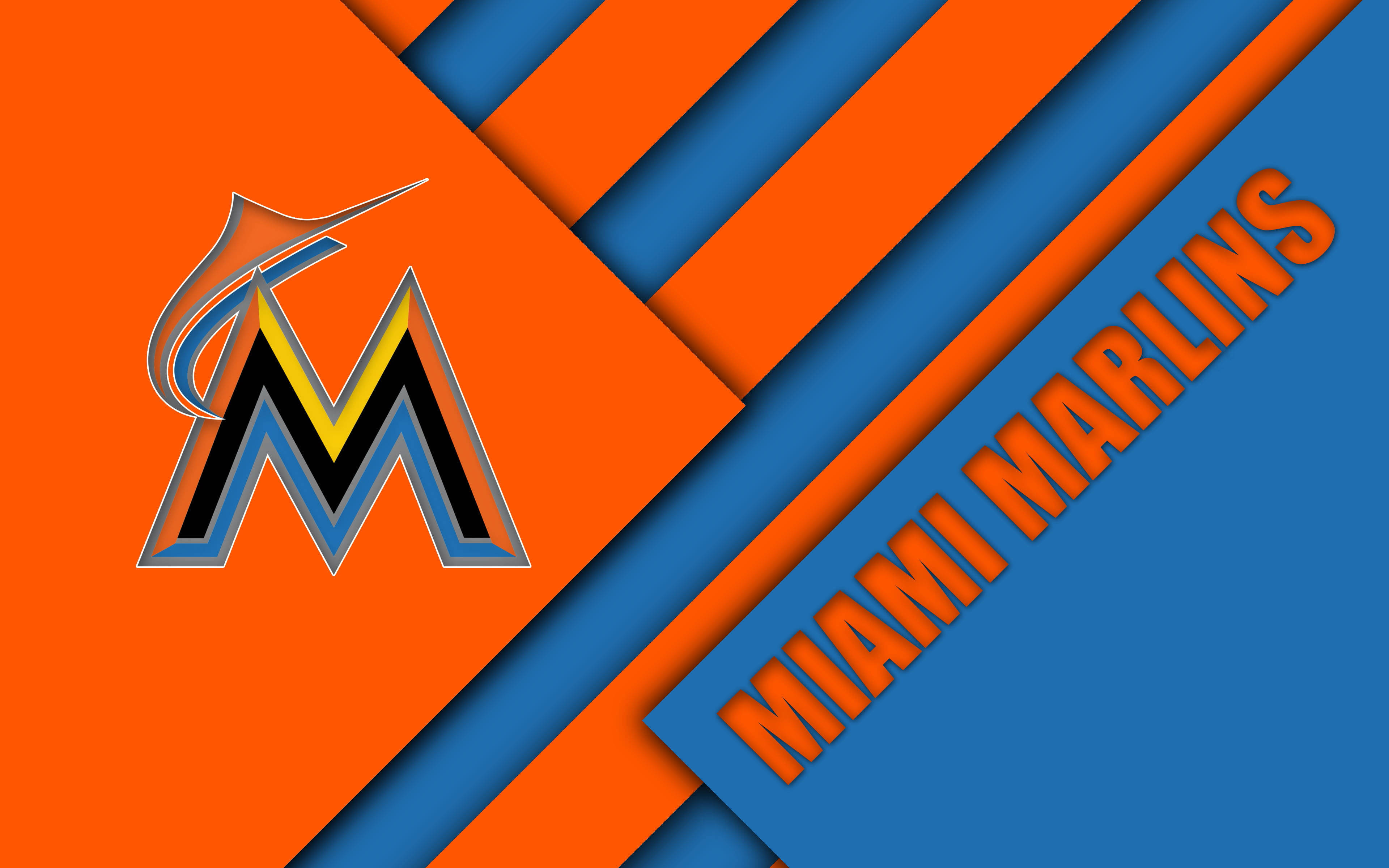 Miami Marlins, orange, blue, 4K Desktop Wallpaper