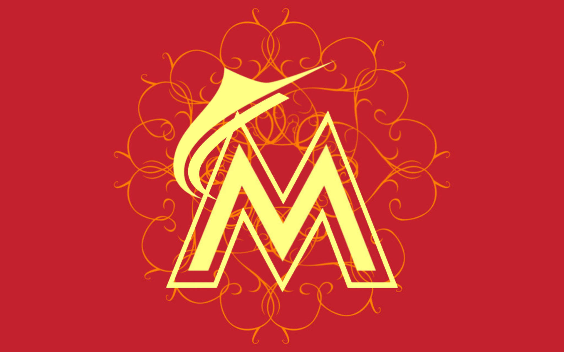 Miami Marlins, yellow, orange swirls, Full HD Desktop Wallpaper