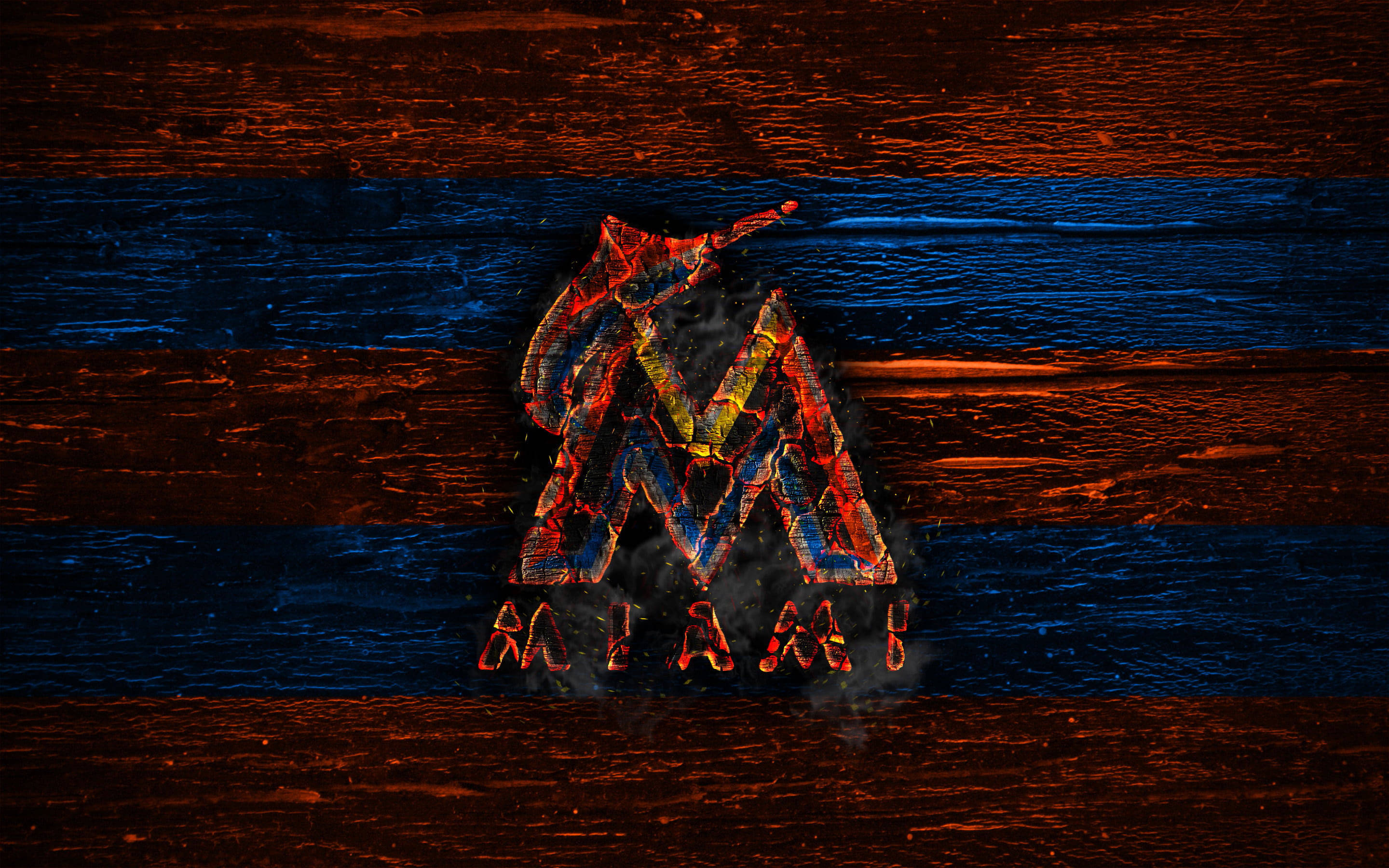 Miami Marlins, scorched logo, fiery letter M, 2K Desktop Wallpaper