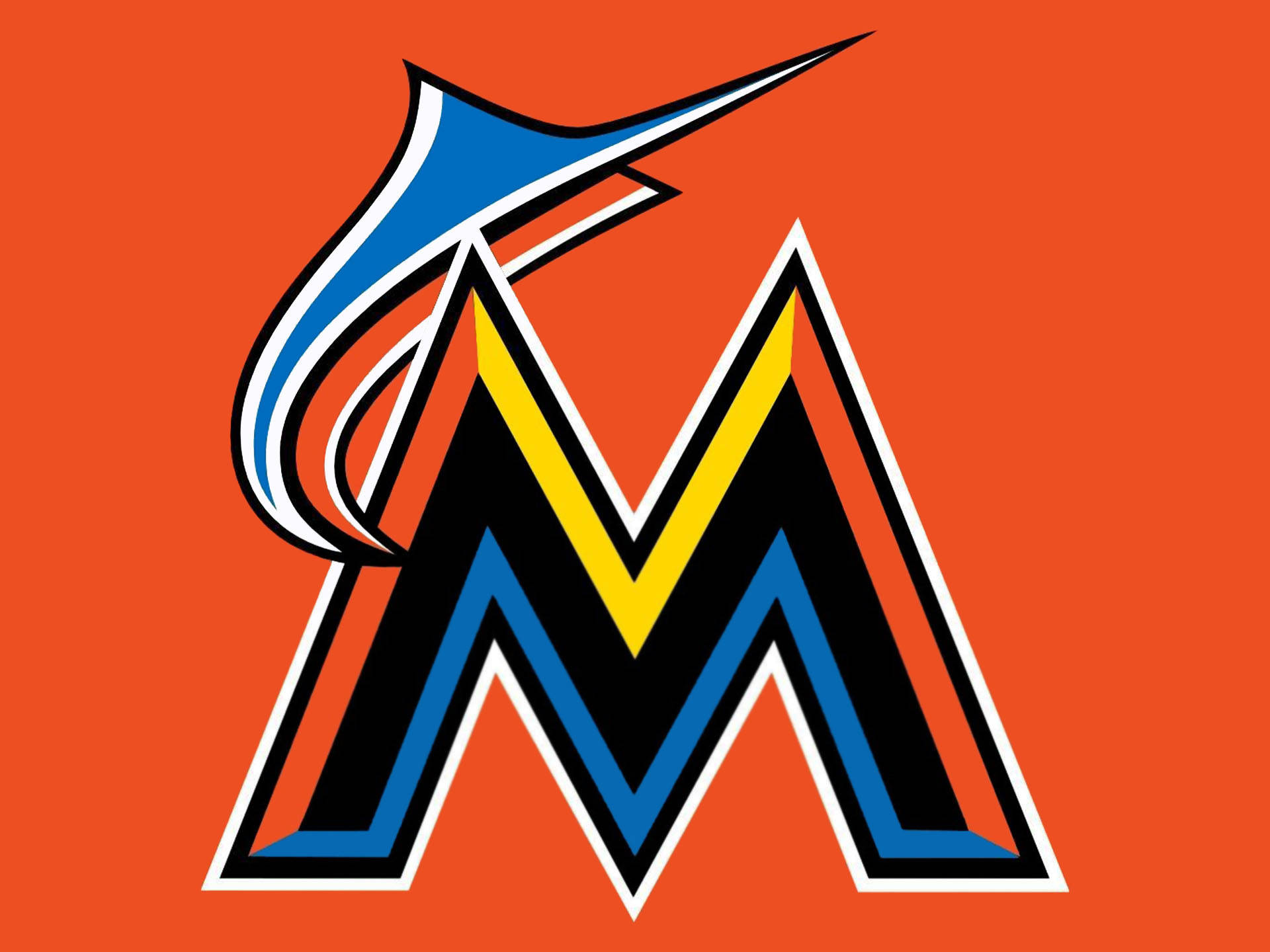 Miami Marlins, M logo, marlin leaping, Full HD Desktop Wallpaper