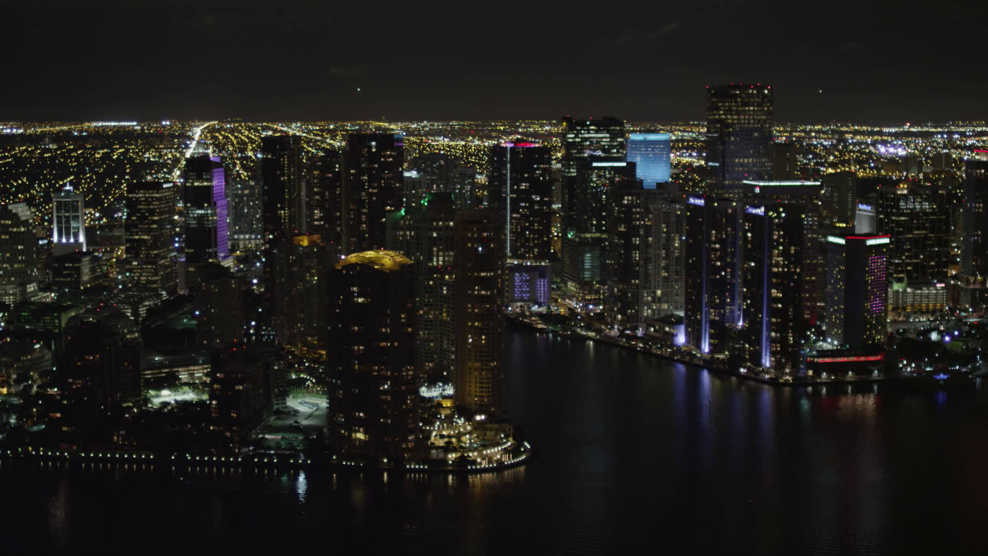 skyscrapers, night, Miami, Full HD Desktop Wallpaper