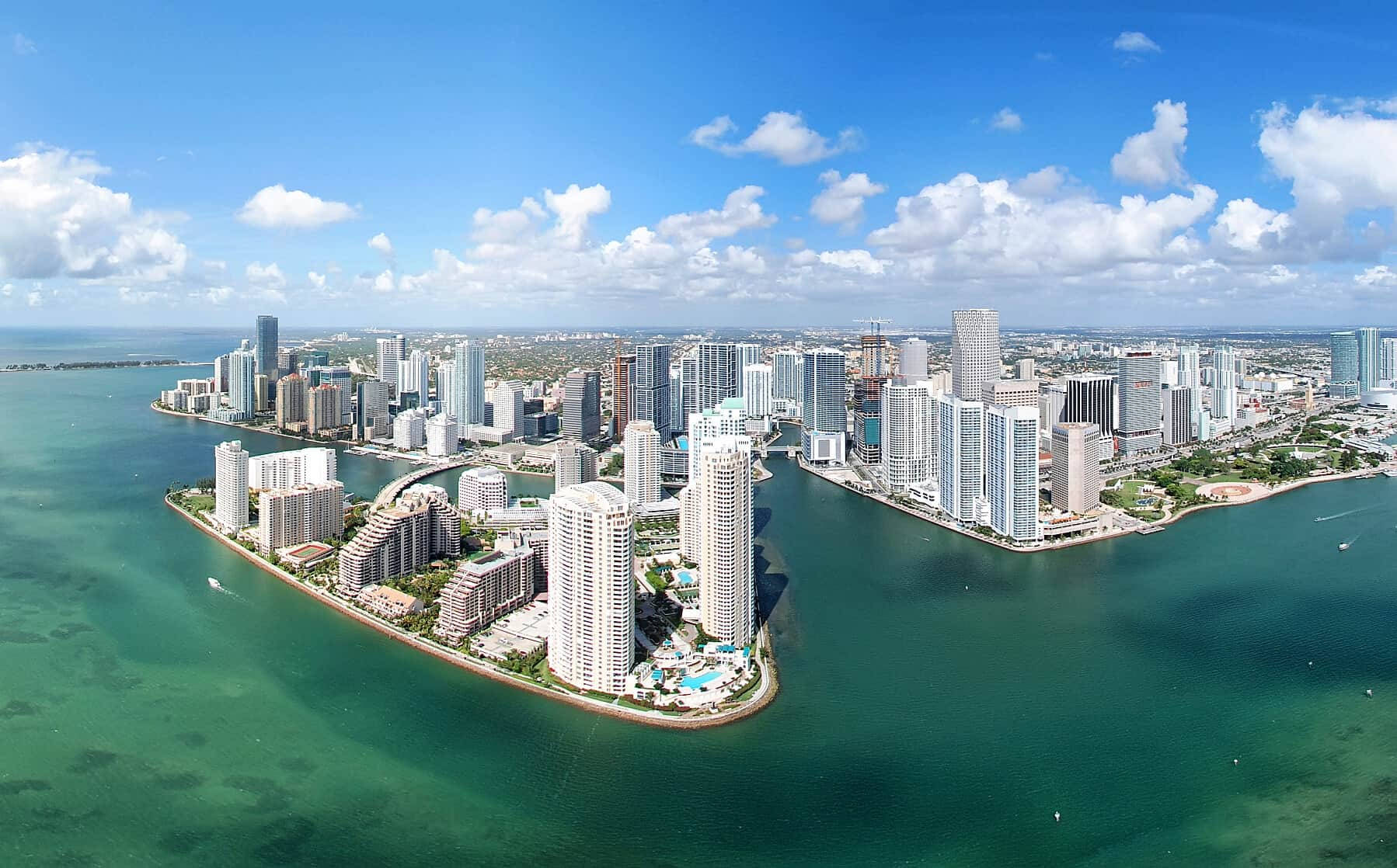 Miami, aerial view, modern coastal cityscape, HD Desktop Wallpaper