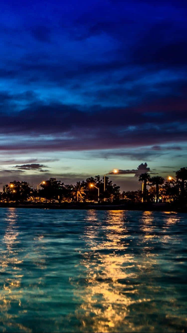 Miami, iPhone, City Blue Sky Water Dusk, HD Phone Wallpaper