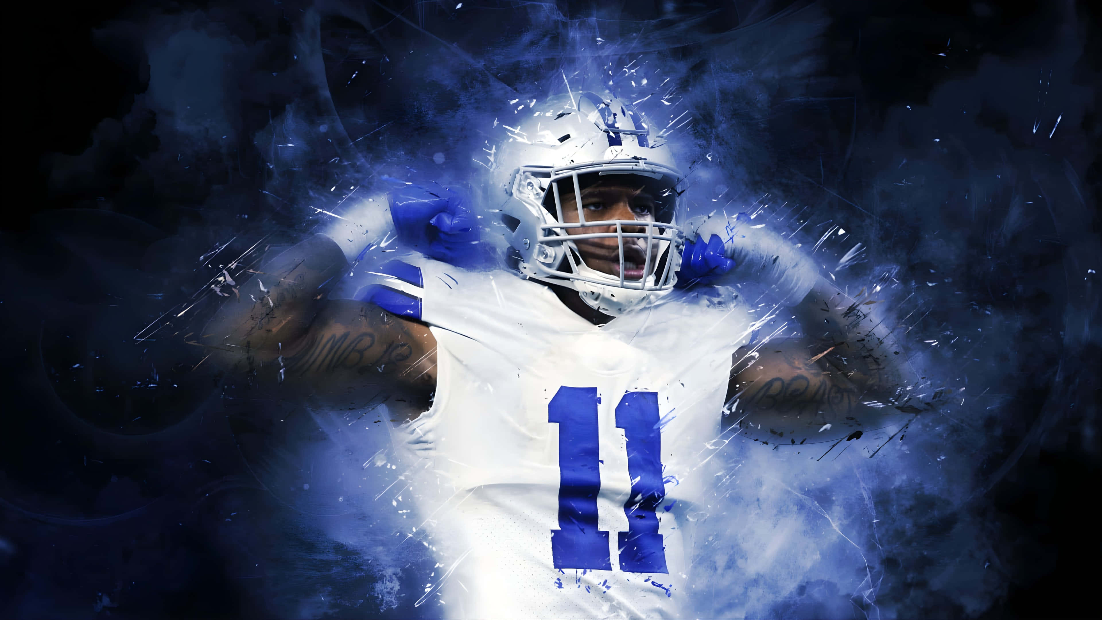 Micah Parsons, white jersey, blue number 11, 4K Desktop Wallpaper
