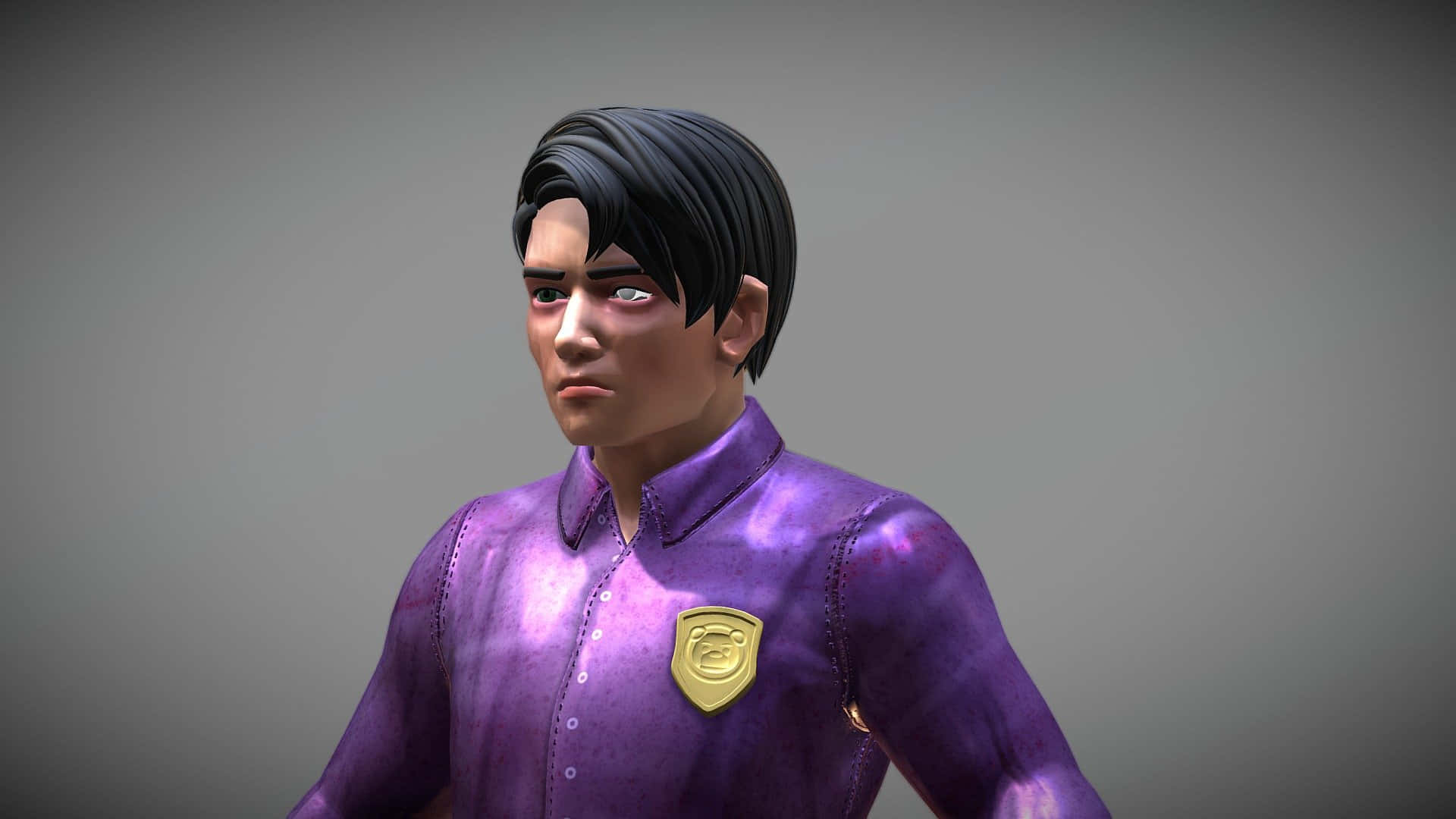 Michael Afton, black hair, textured purple shirt, Full HD Desktop Wallpaper