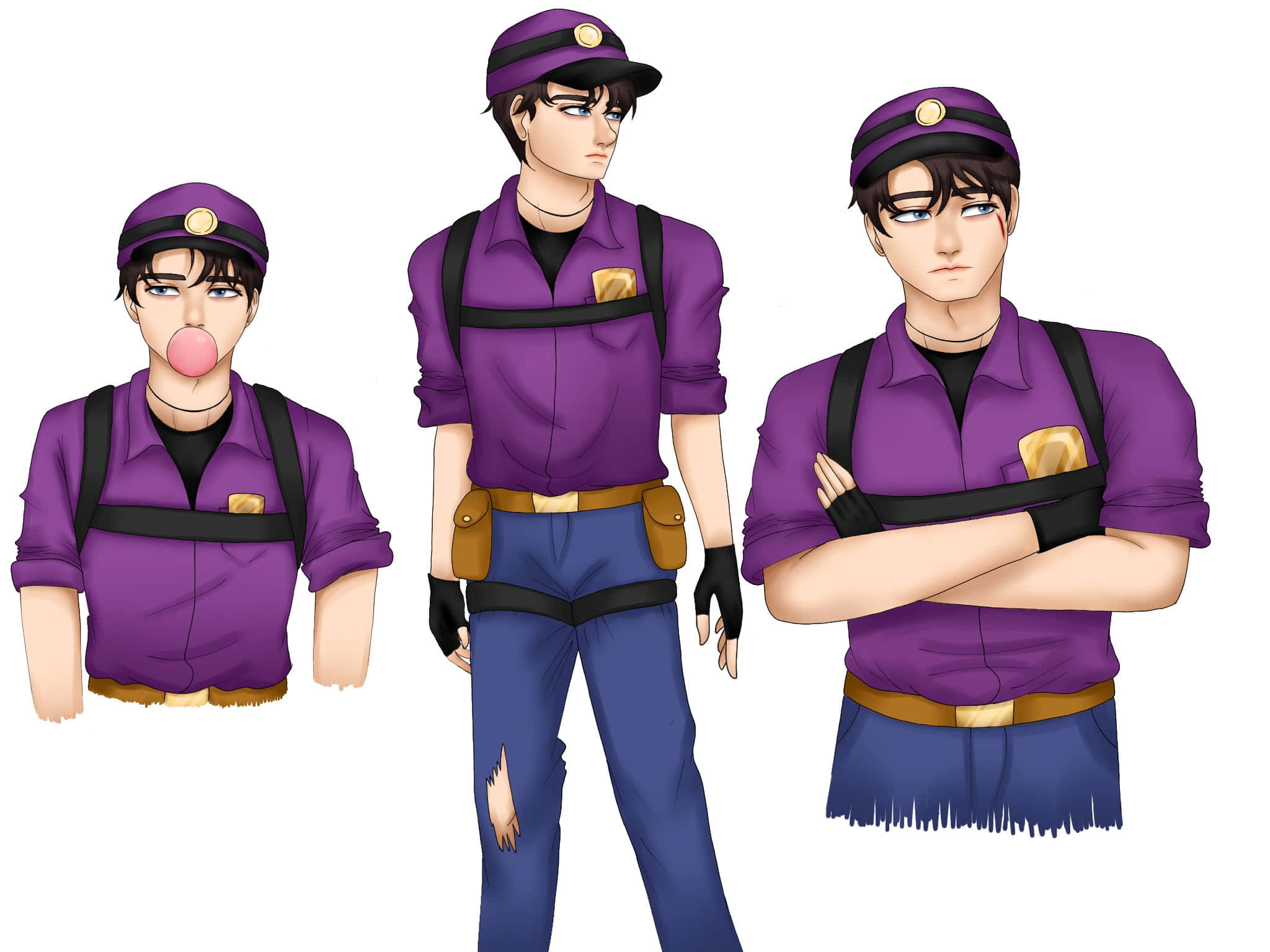 Michael Afton, purple uniforms, black straps, Full HD Desktop Wallpaper