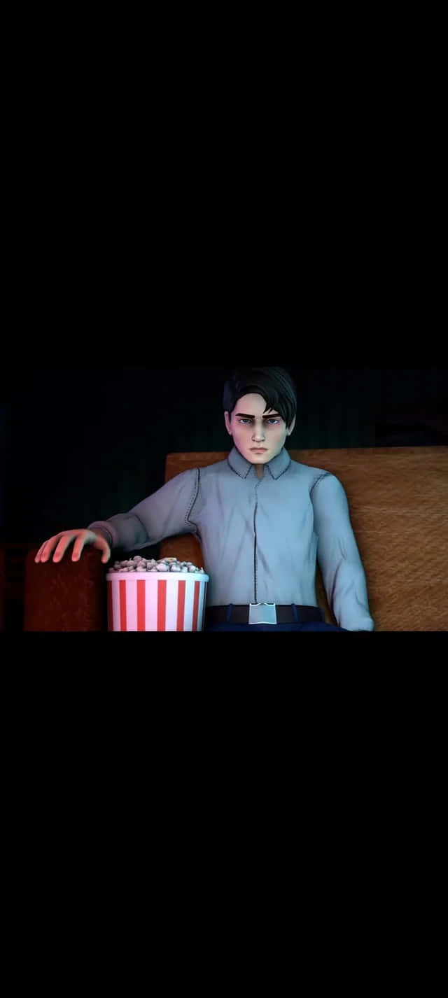 Michael Afton, gray shirt, red and white striped popcorn bucket, HD Phone Wallpaper