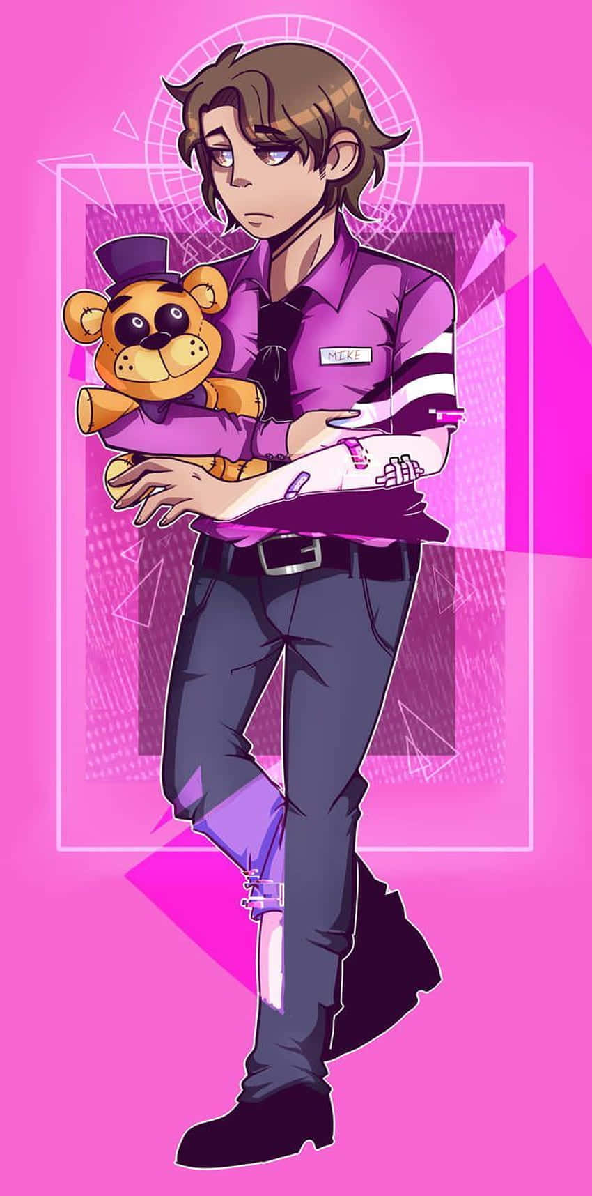 Michael Afton, purple uniform, teddy bear, HD Phone Wallpaper