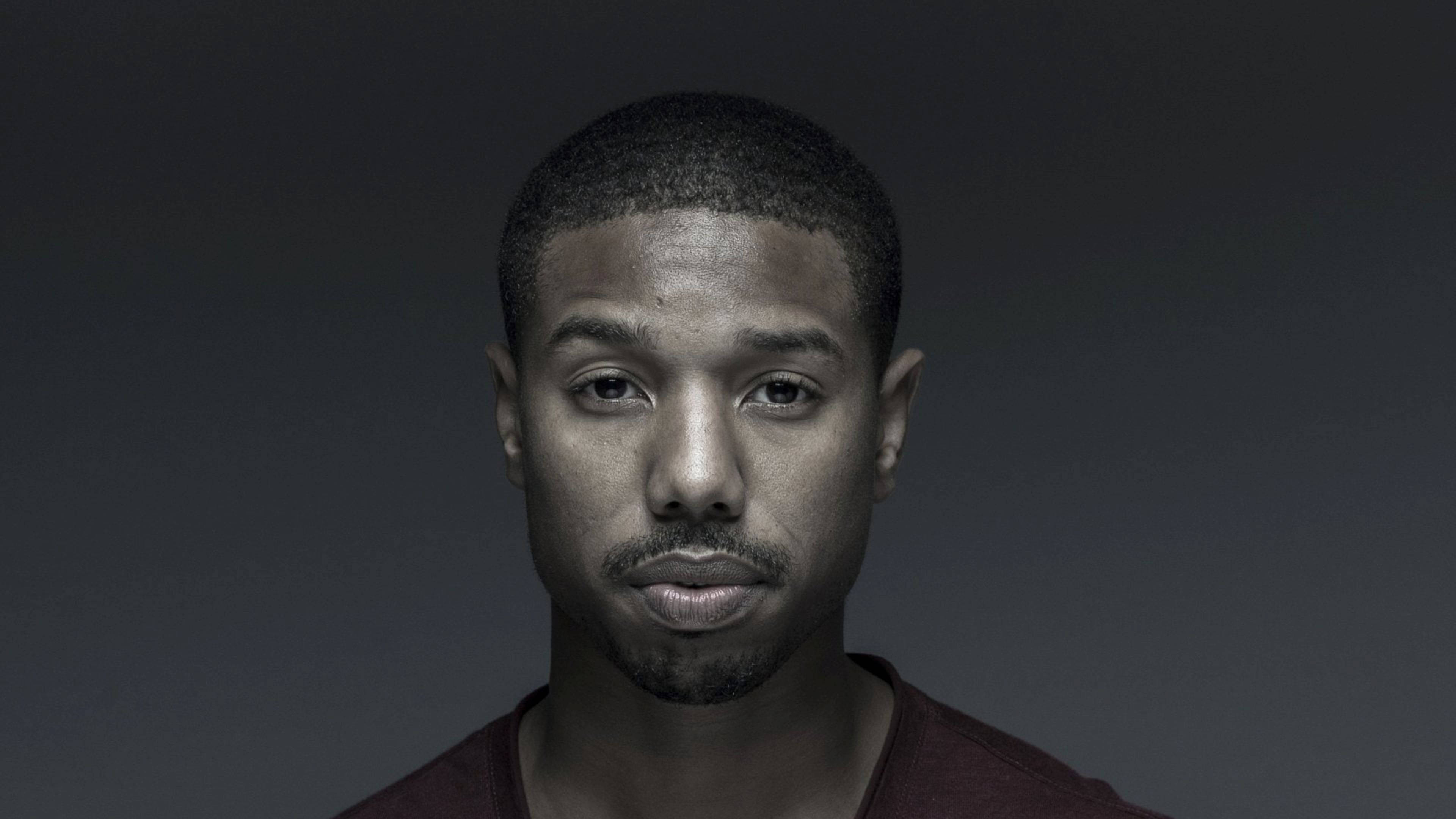 Michael B Jordan, maroon shirt, short hair, 4K Desktop Wallpaper