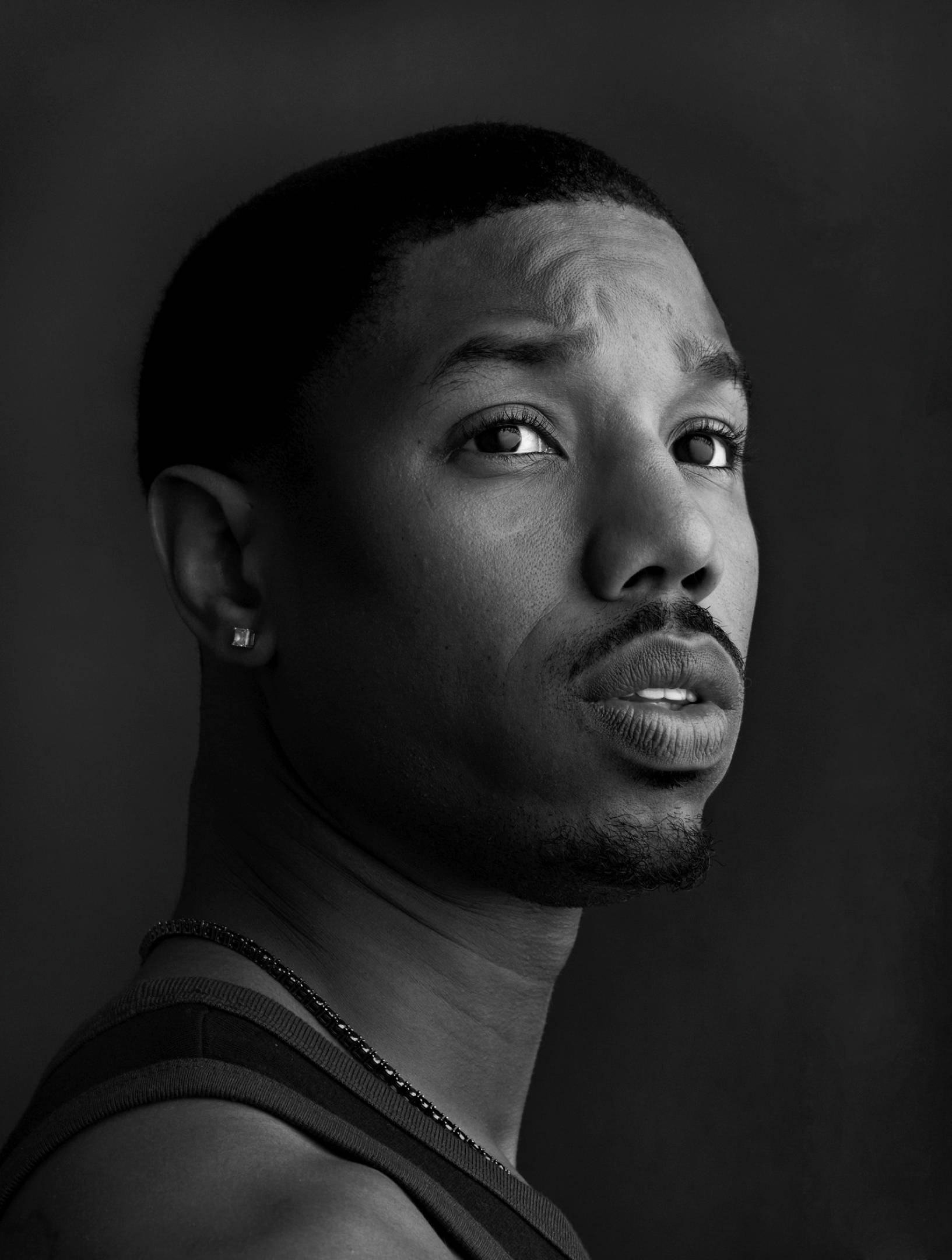Michael B Jordan, black and white portrait, profile, Full HD Phone Wallpaper