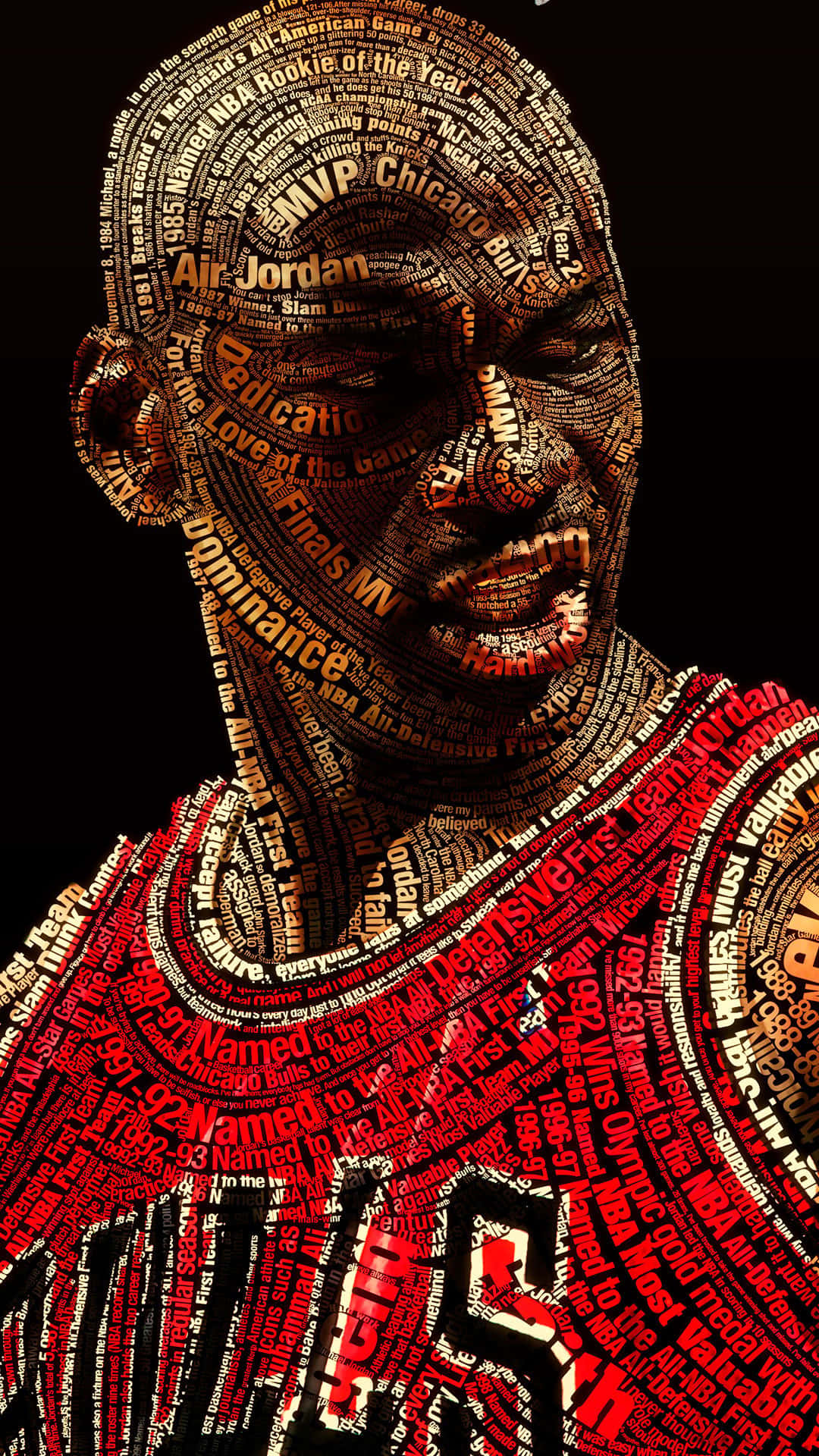 Michael Jordan, fiery red, gold, Full HD Phone Wallpaper
