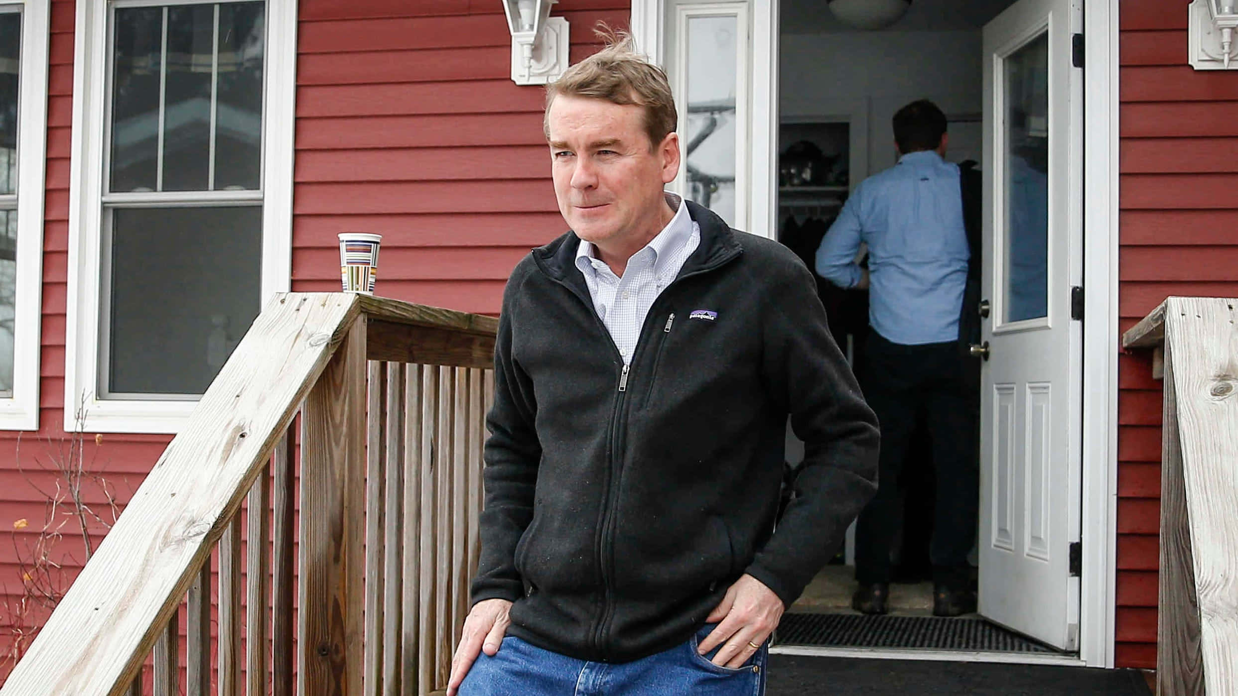 Michael Bennet, black zip-up jacket, red house with white trim, Full HD Desktop Wallpaper