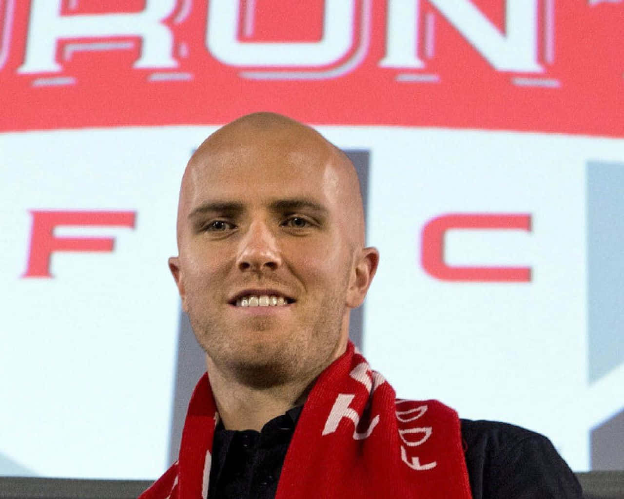Michael Bradley, red scarf, white lettering, HD Desktop Wallpaper