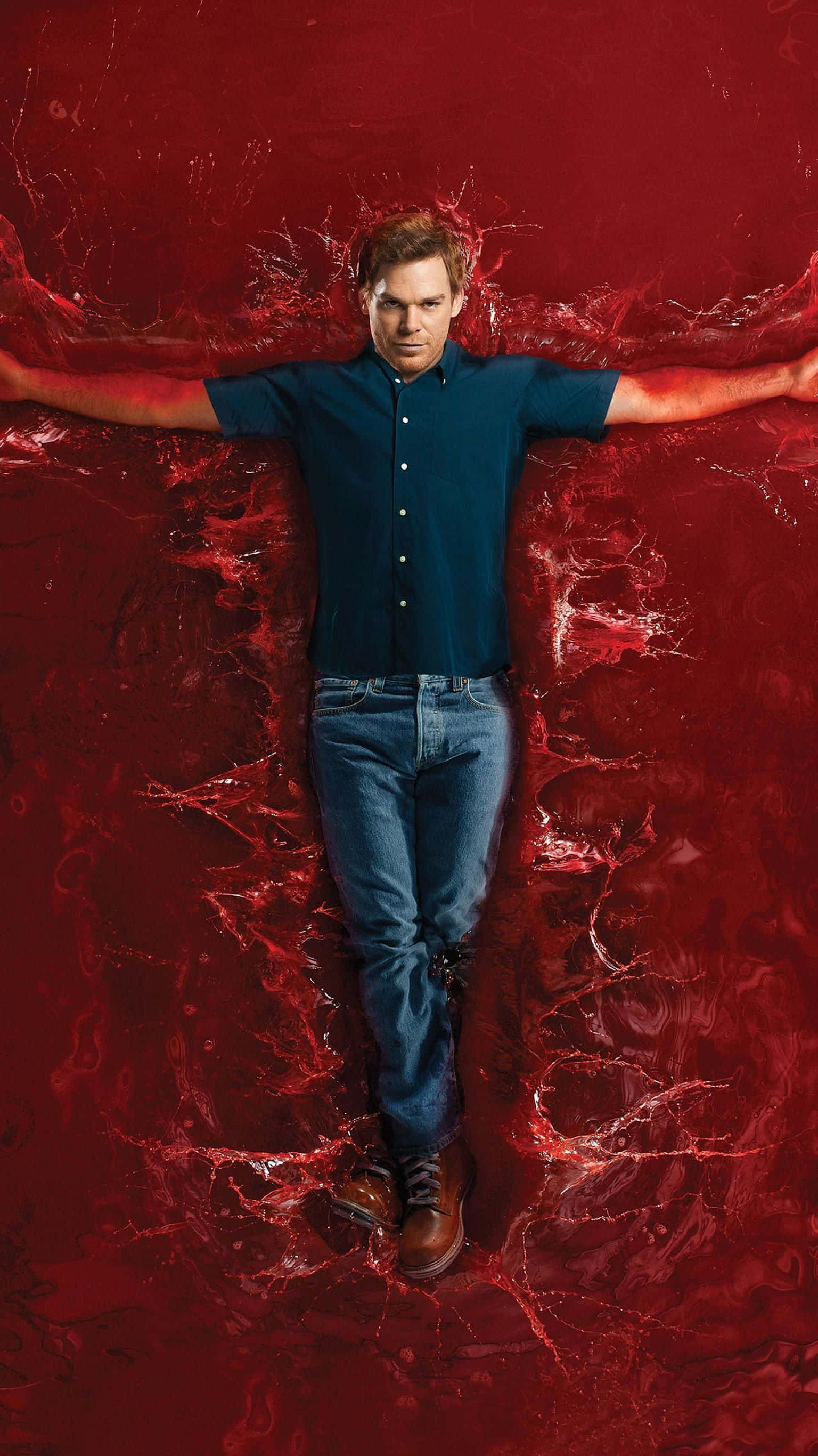 Michael C. Hall, blue shirt, jeans, 2K Phone Wallpaper