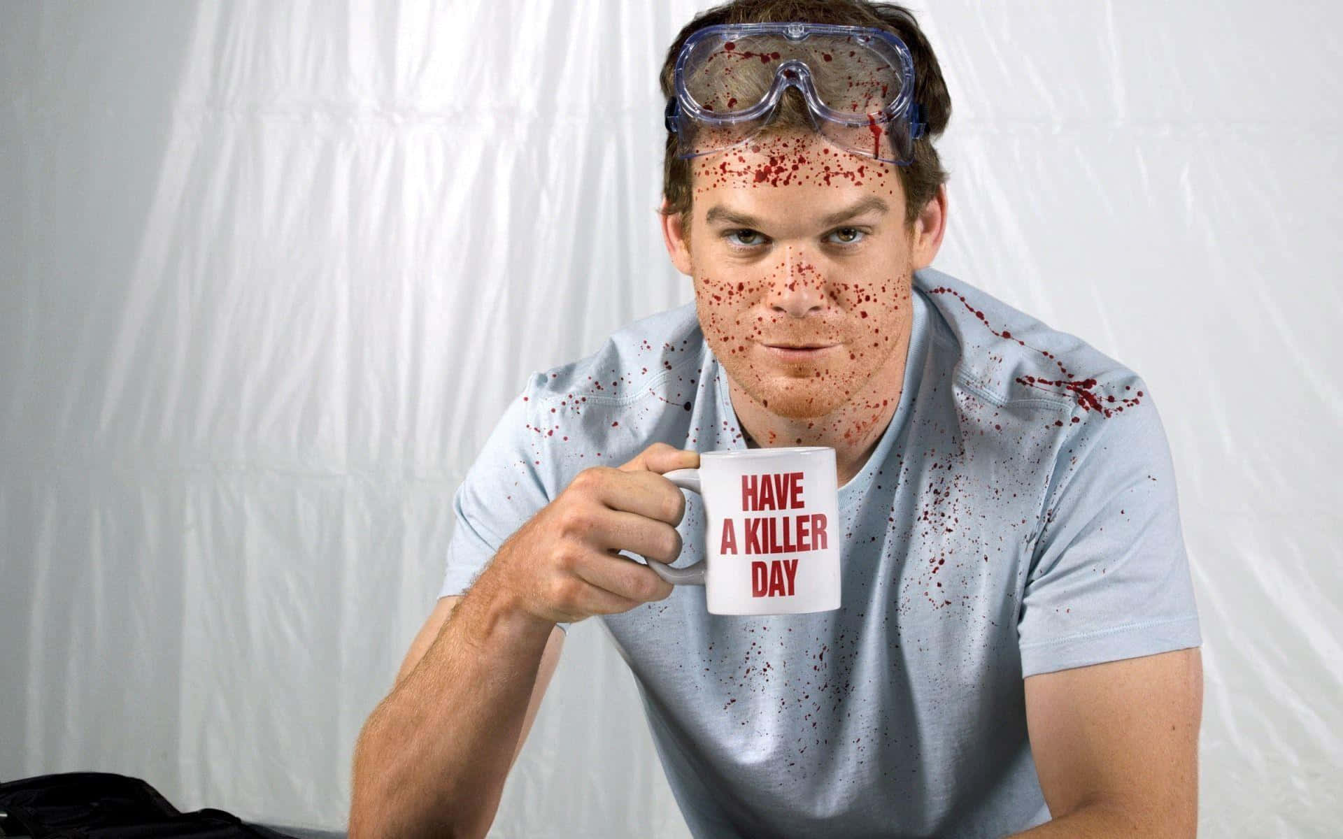 Michael C. Hall, stylish suit, safety goggles, Full HD Desktop Wallpaper