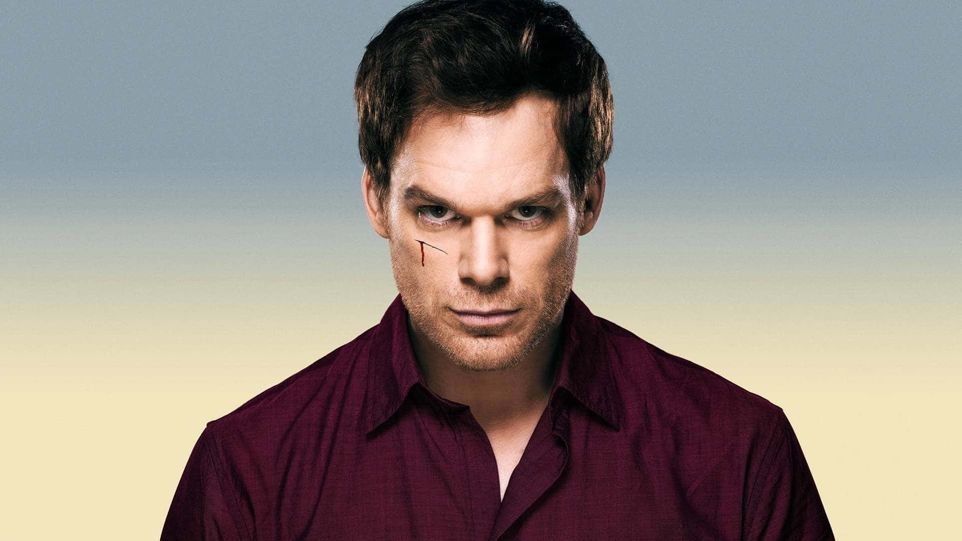 Michael C. Hall, maroon shirt, small cut above left eye, Full HD Desktop Wallpaper