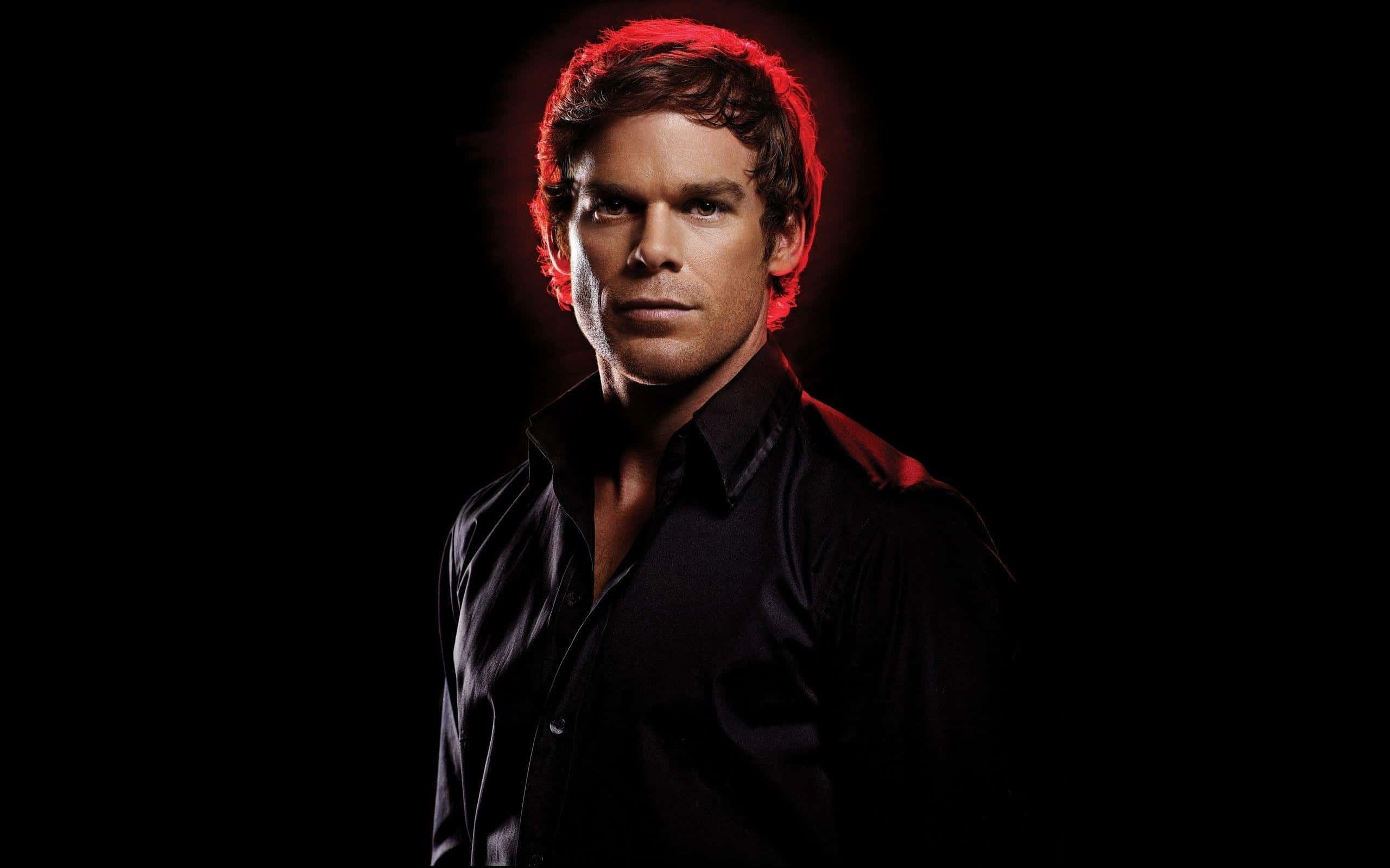 Michael C. Hall, red-lit hair, intense gaze, 2K Desktop Wallpaper