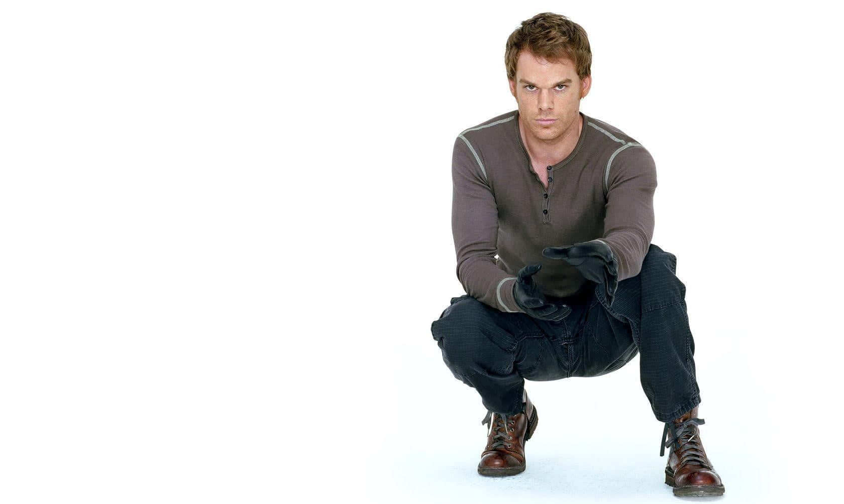 Michael C. Hall, gray shirt, black gloves, HD Desktop Wallpaper