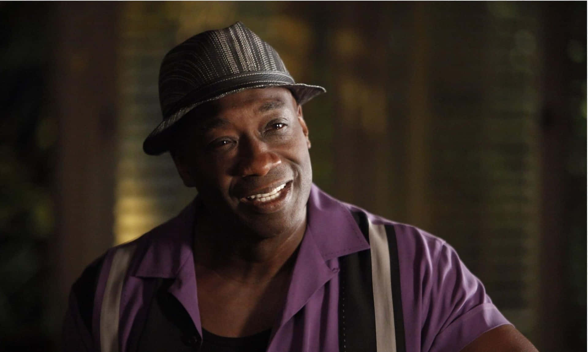 Michael Clarke Duncan, purple shirt, striped hat, HD Desktop Wallpaper