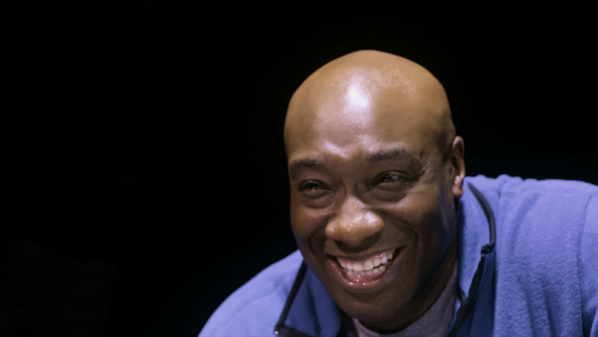 Michael Clarke Duncan, blue hoodie, bald, Full HD Desktop Wallpaper