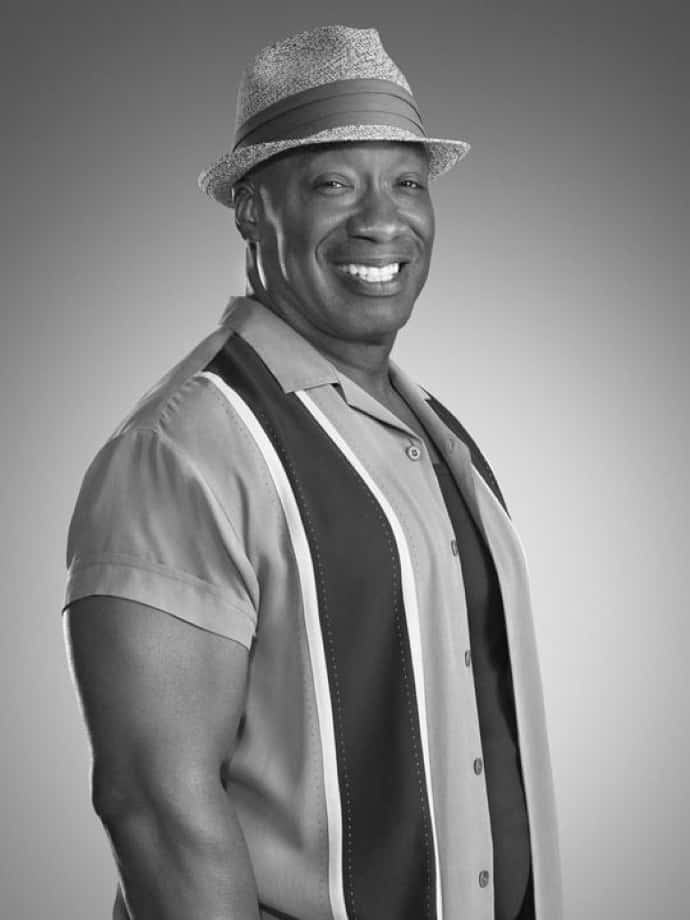 Michael Clarke Duncan, fedora, striped shirt, SD Phone Wallpaper