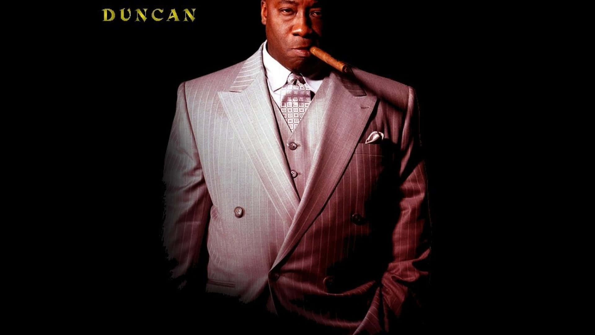 Michael Clarke Duncan, pinstripe suit, cigar, Full HD Desktop Wallpaper