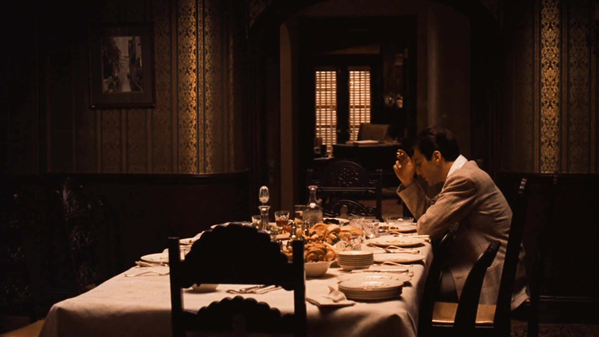 Michael Corleone, dining table, lavishly set, Full HD Desktop Wallpaper