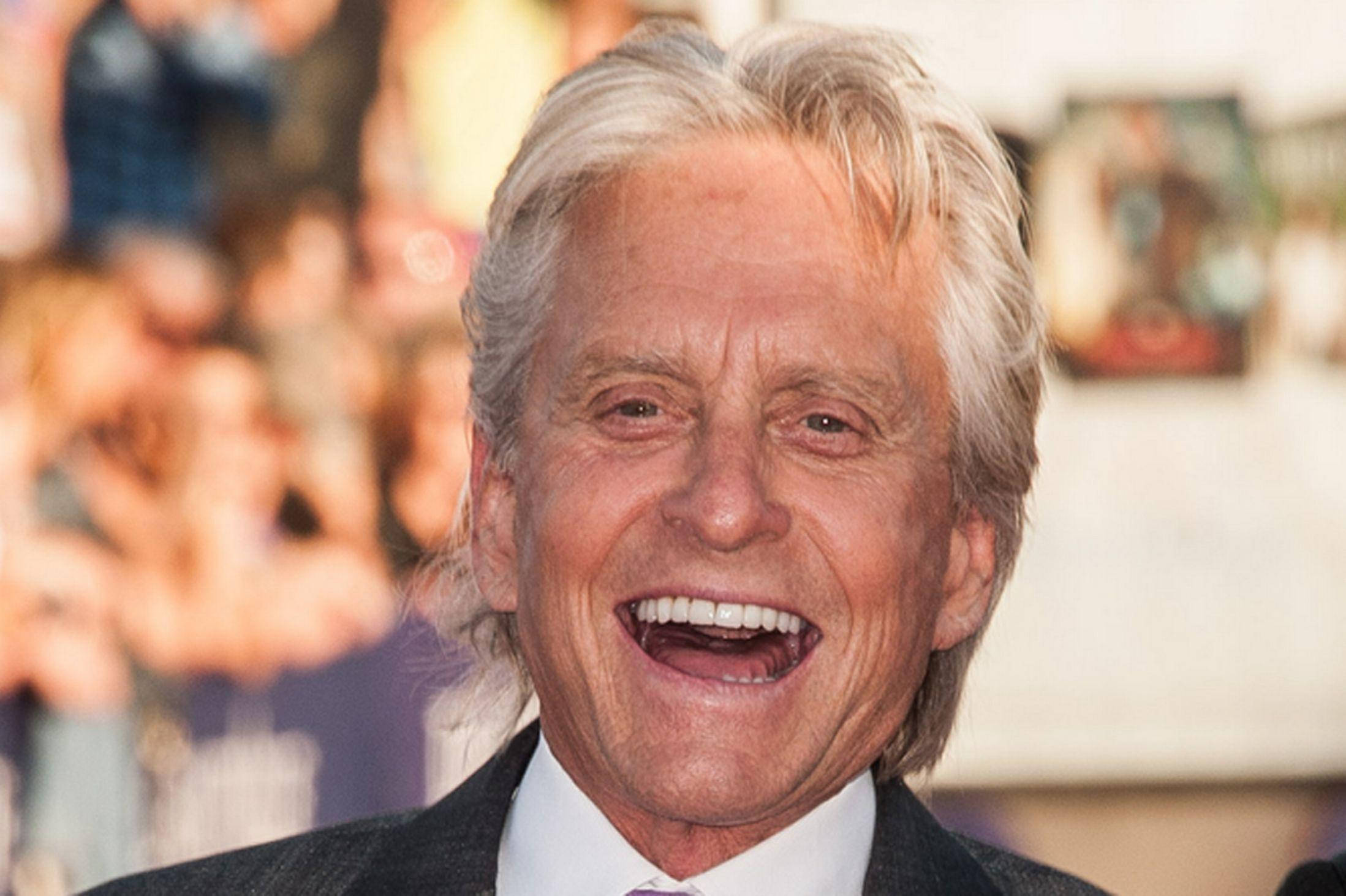 Michael Douglas, suit and tie, white hair, Full HD Desktop Wallpaper