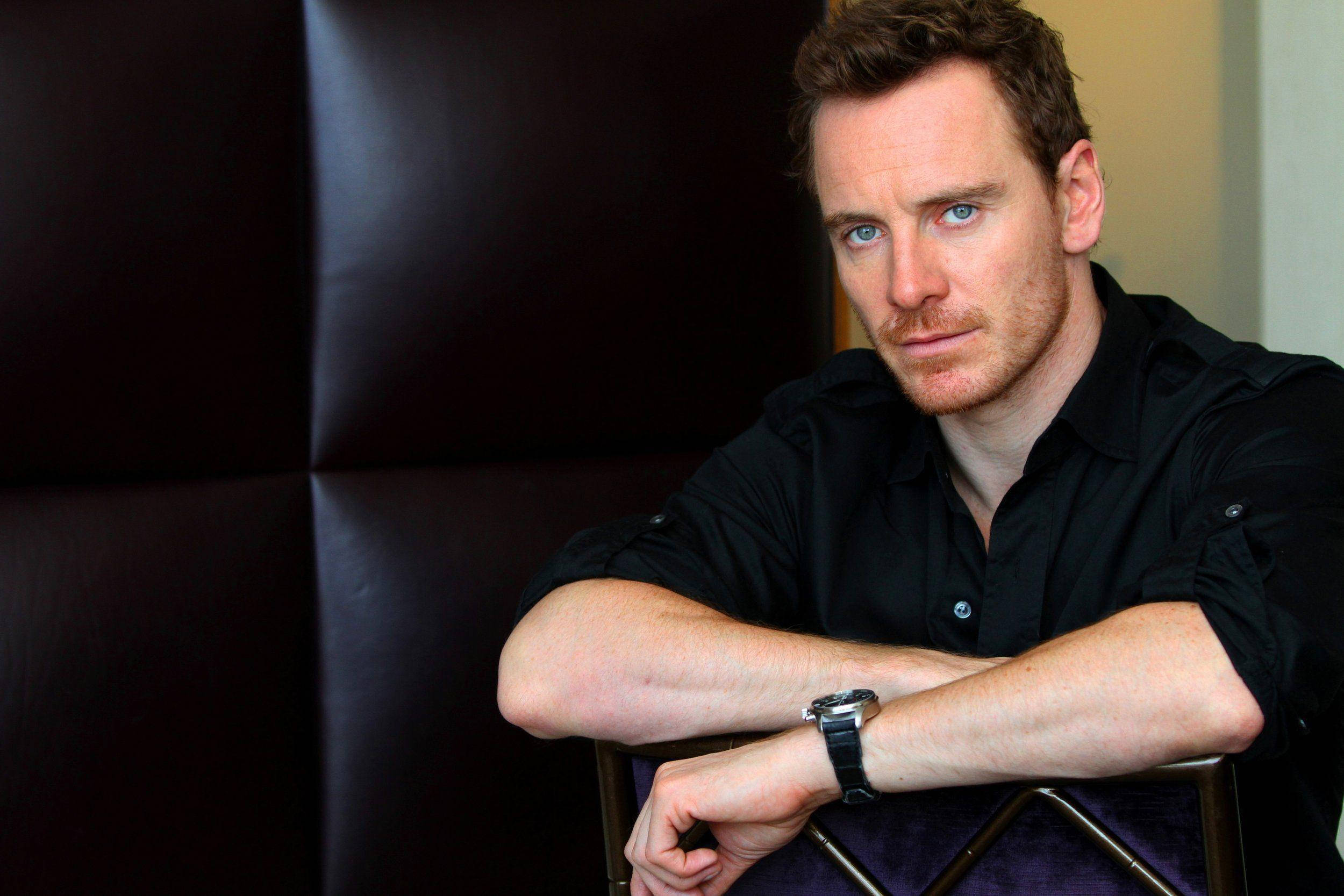 Michael Fassbender, intense blue eyes, beard, Full HD Desktop Wallpaper