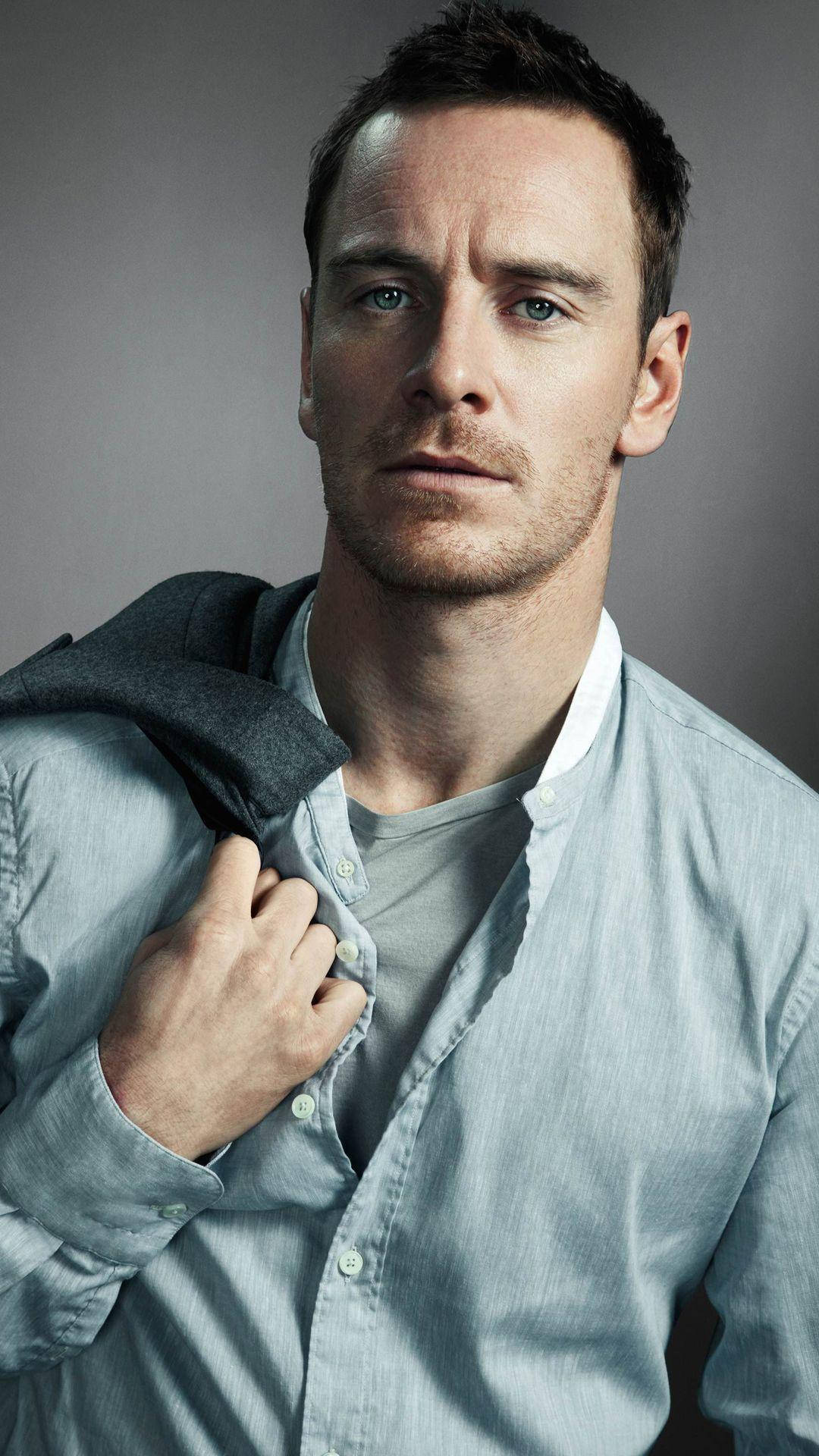 Michael Fassbender, intense blue eyes, stubble, Full HD Phone Wallpaper